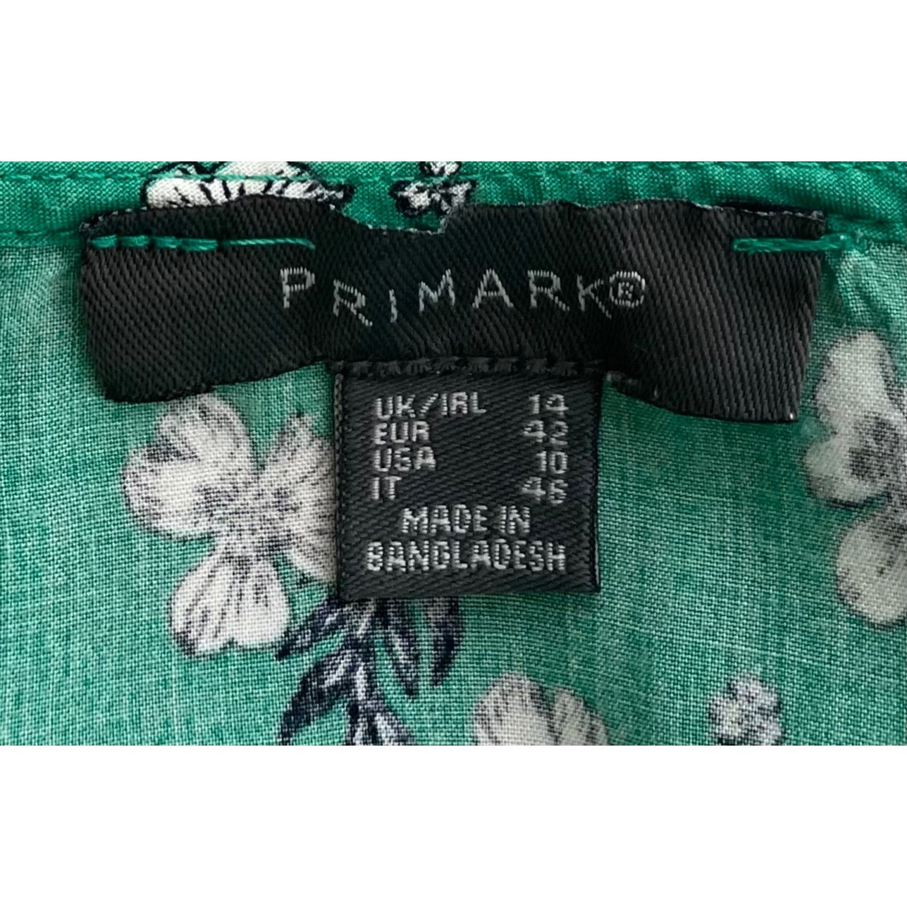 Primark Women's Size 10 Green Floral Mini Dress W/ Waist Tie