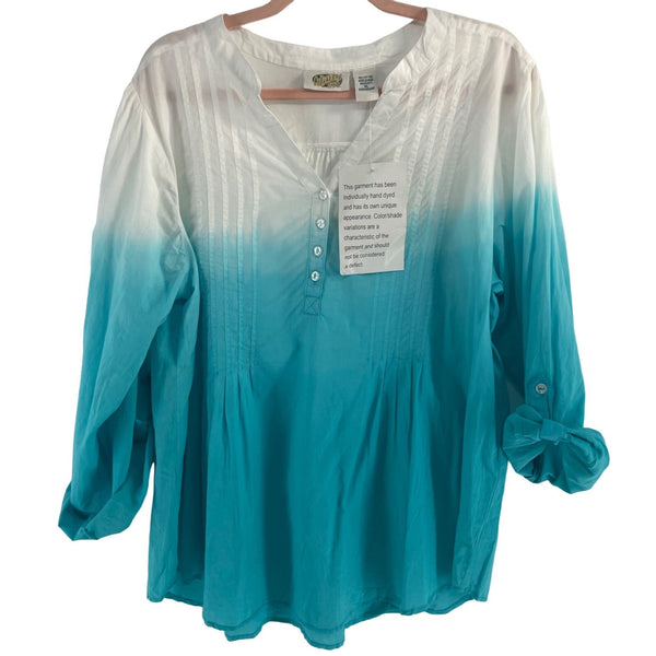 NWT Collections Etc. Women's Size XL Teal & White Top