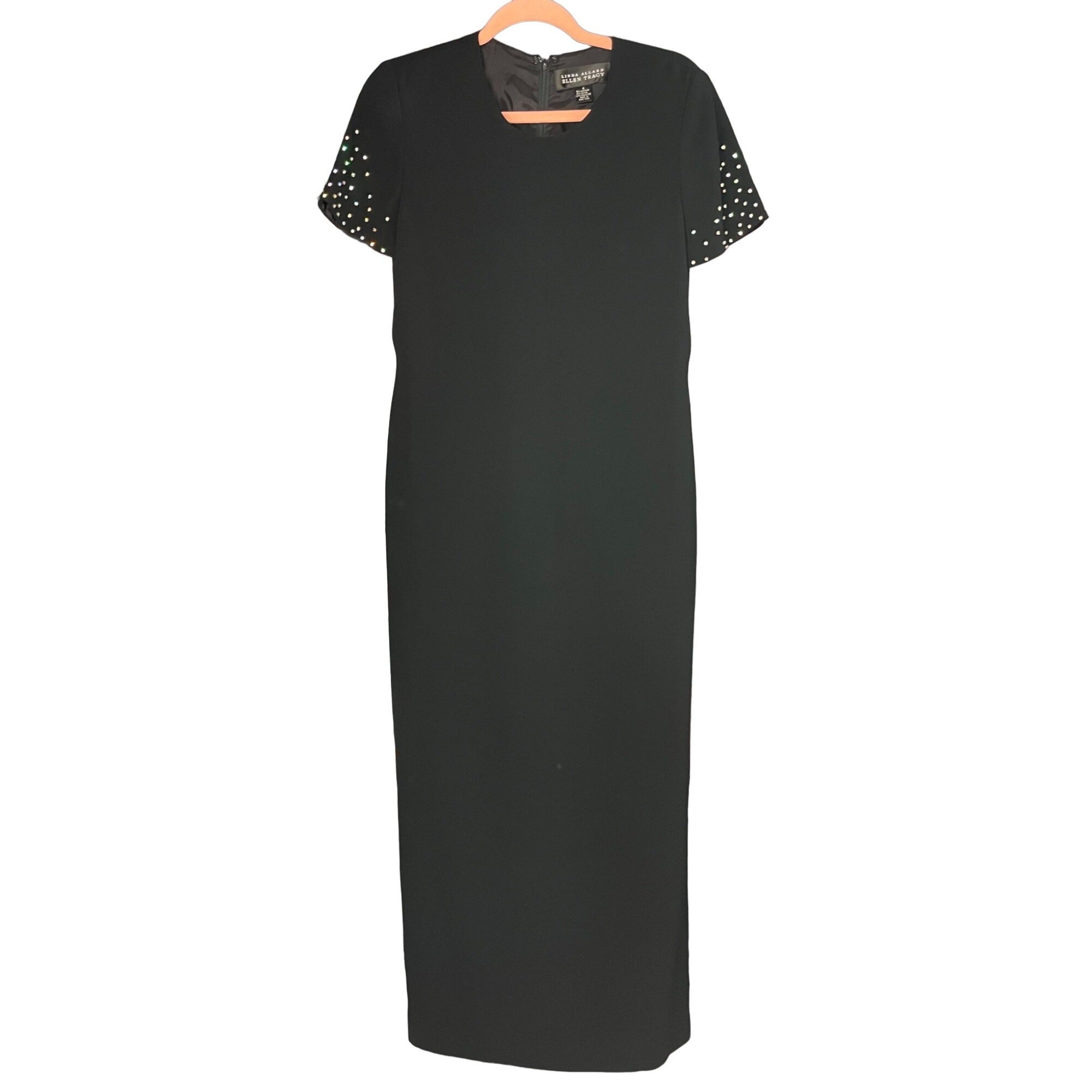 Linda Allard/Ellen Tracy Women's Size 4 Short-Sleeved Formal Black Maxi Gown