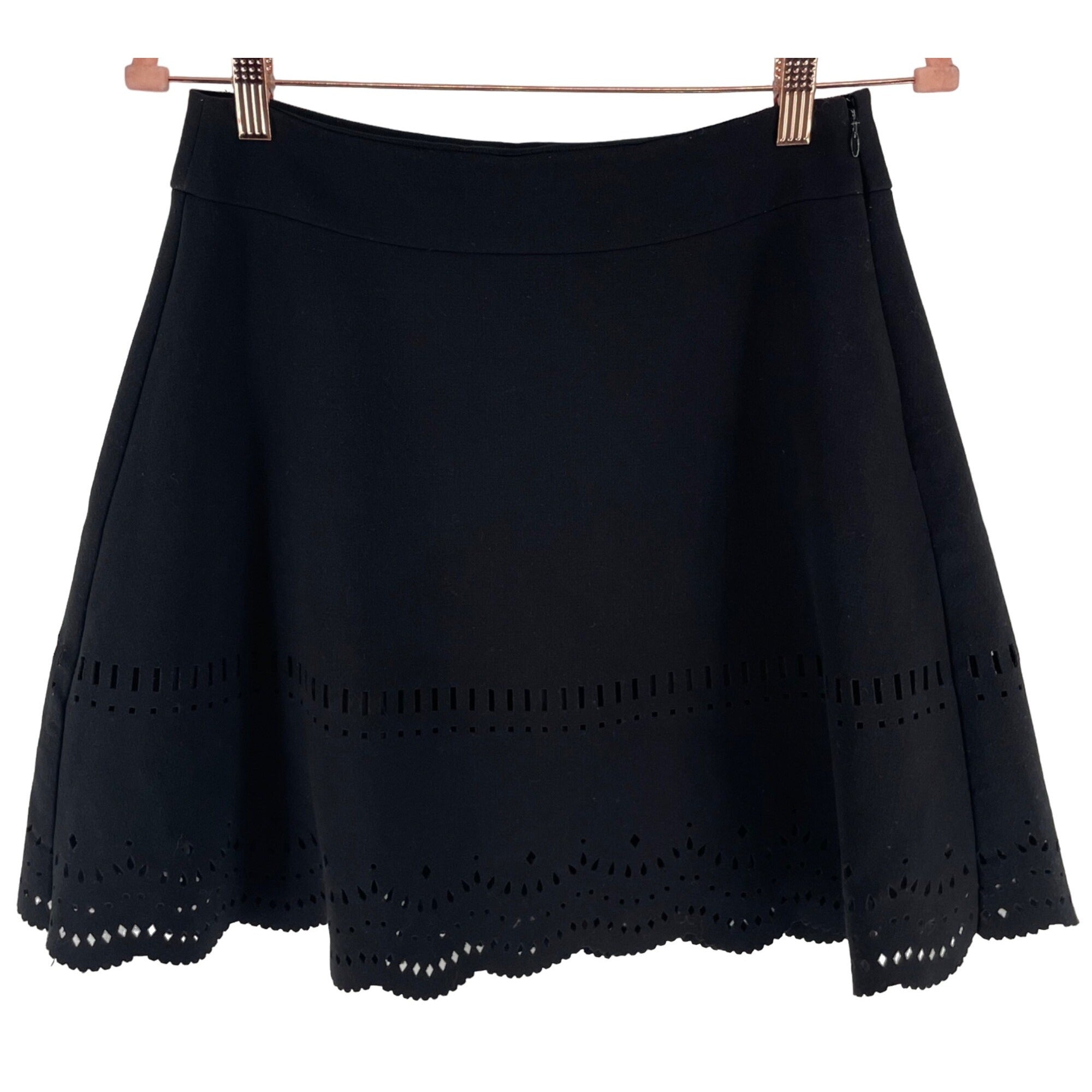 LOFT Women's Size 2 Black A-Line Lace Detailing Mini Skirt