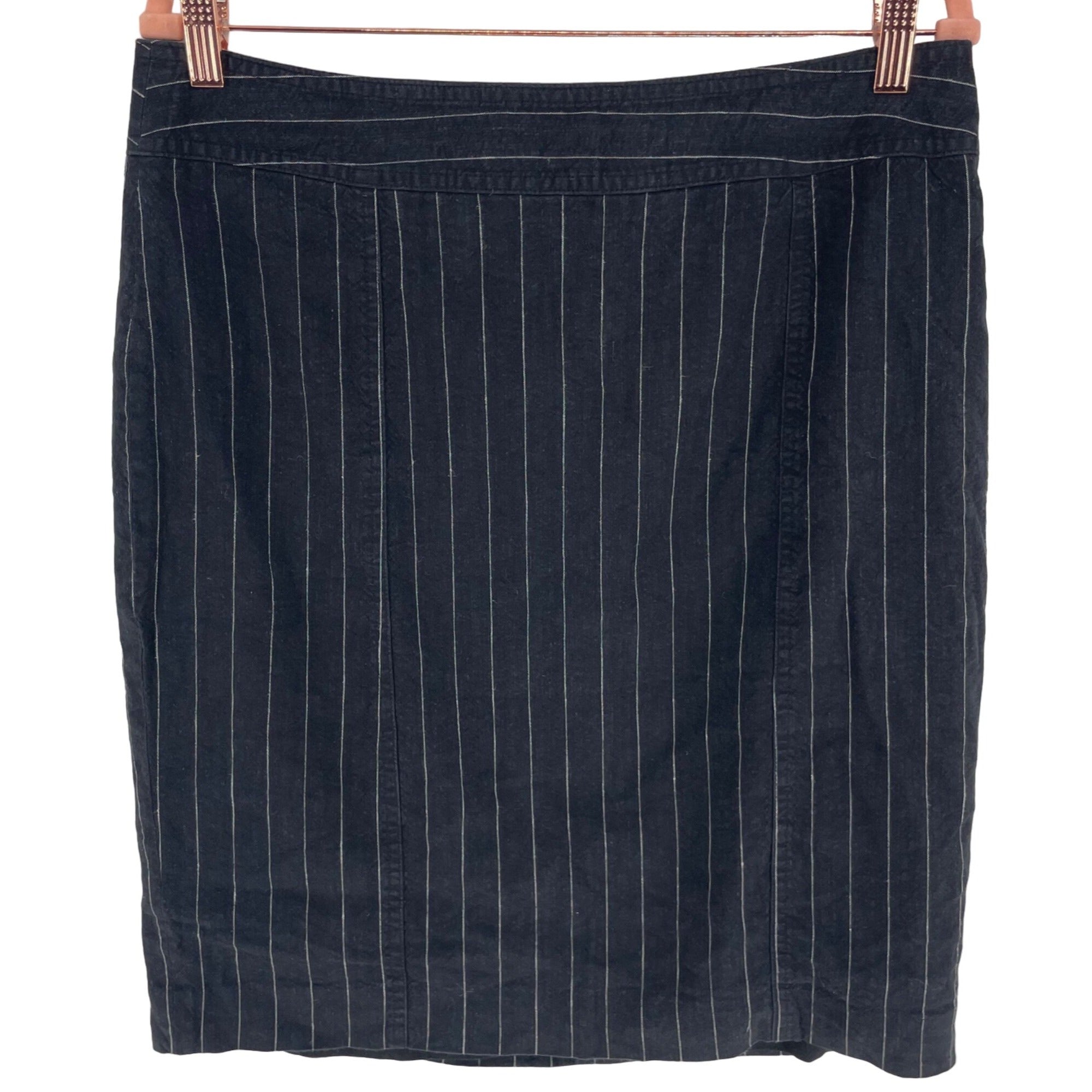 The Limited Women's Size 12 Slate Grey/White Pinstriped Linen Blend Pencil Skirt