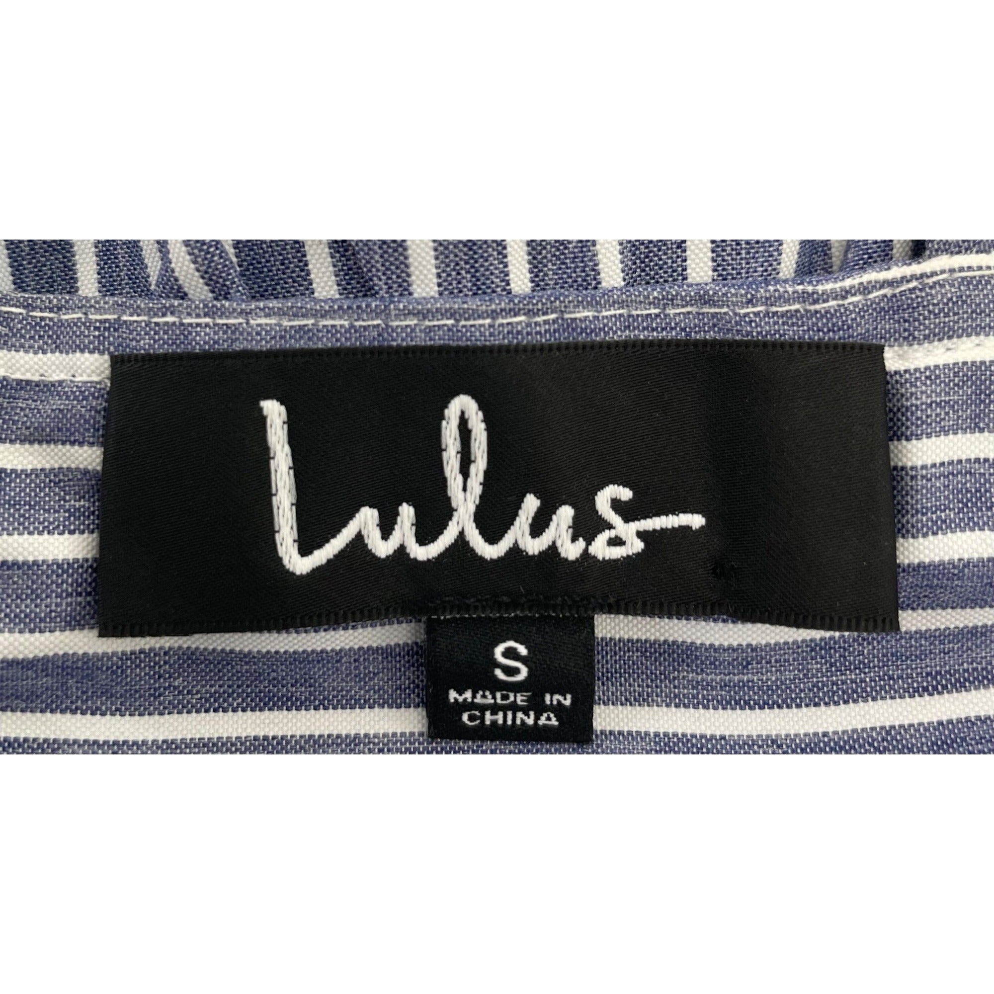 Lulus Women's Size Small Blue & White Striped Spaghetti Strap Dress W/ Knot