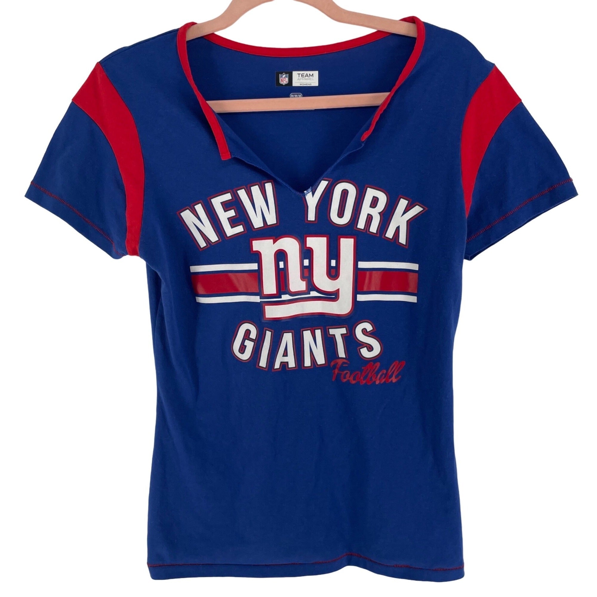 Team Apparel Women's Size Medium Blue/Red/White New York Giants T-Shirt