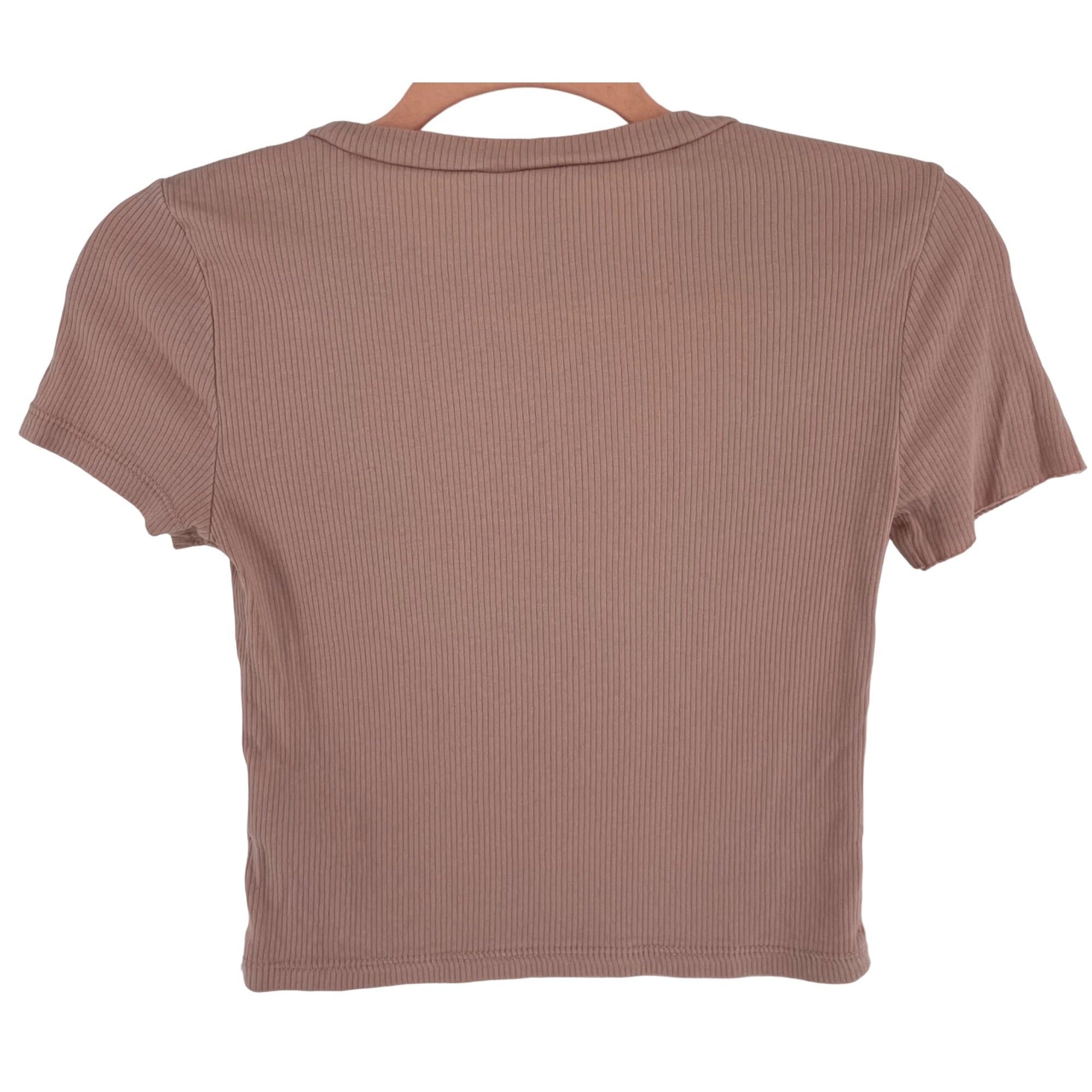 H&M Women's Size Small Mauve Pink Short-Sleeved Ribbed Crop Top