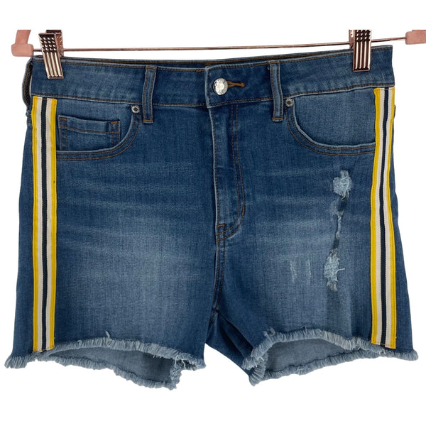 Guess Women's Size 29 Blue Jean Denim Shorts W Yellow/Black/White Stripe