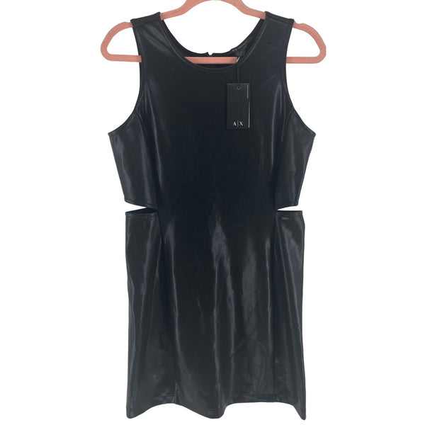 NWT Armani Exchange Women's Size 8 Black Sleeveless Faux Leather Dress