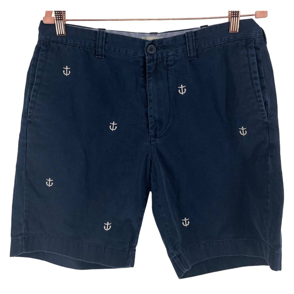 J. Crew Men's Size 34 Navy Blue & White Sailor Anchor Shorts