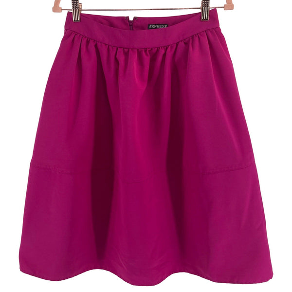 Express Women's Size 8 Women's Fuchsia Pink Pleated A-Line Midi Skirt