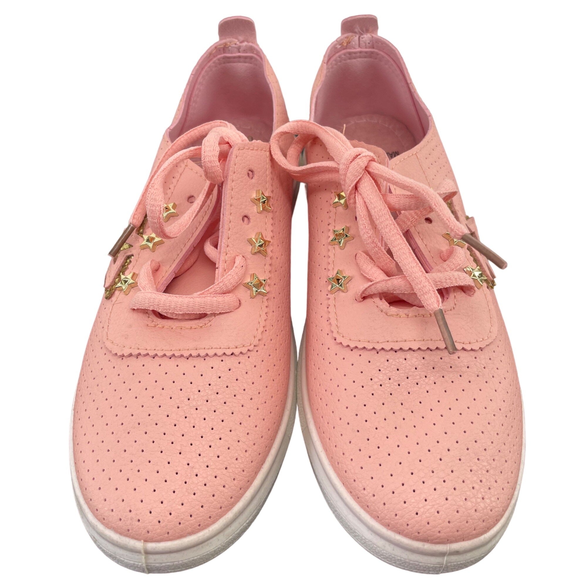 NWOT Women's Size 7 Niki Light Pink/White Sneakers W/ Gold Stars