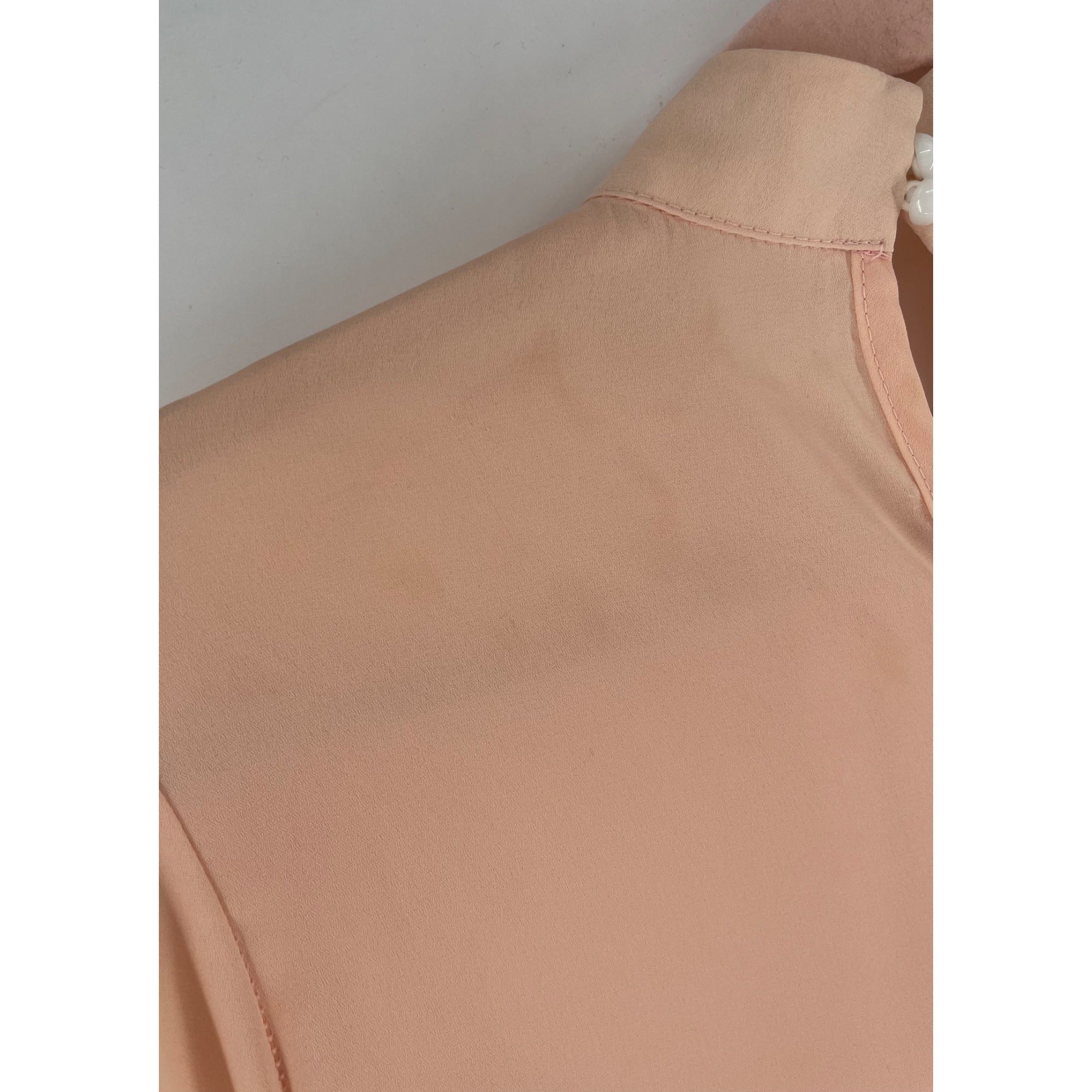 Women's Size Large Peach Long-Sleeved Sheer Blouse