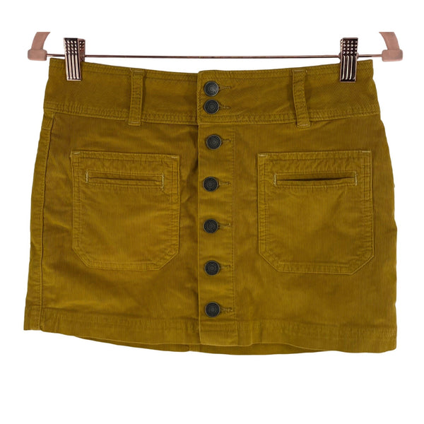 NWT Free People Women's Size 24R (Size 0) Mustard Yellow Corduroy Mini Skirt