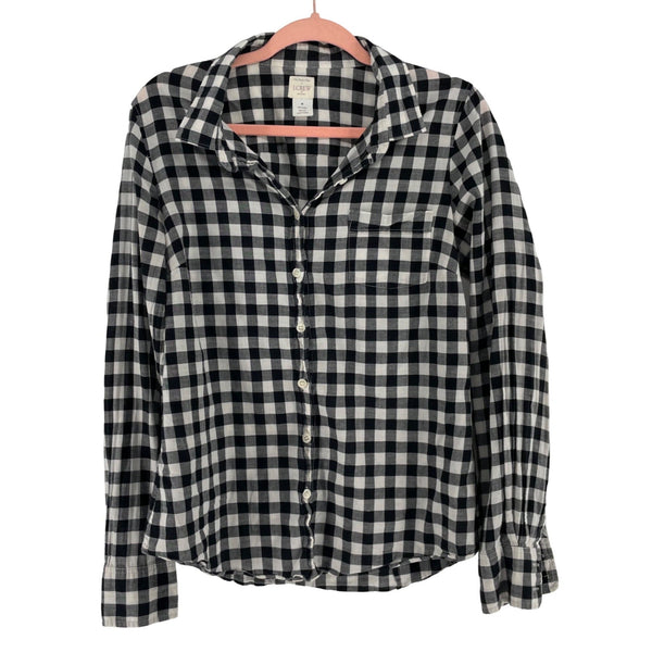 J. Crew Women's Size Medium Black & White Checkered Button-Down Flannel