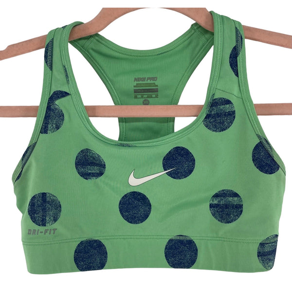 NIKE Women's Size XS Green & Navy Polka Dot Sports Bra