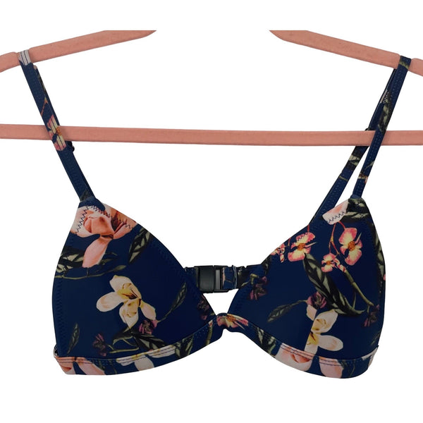 Muxilove  Women's Size Large Navy & Multi-Colored Floral Bikini Top