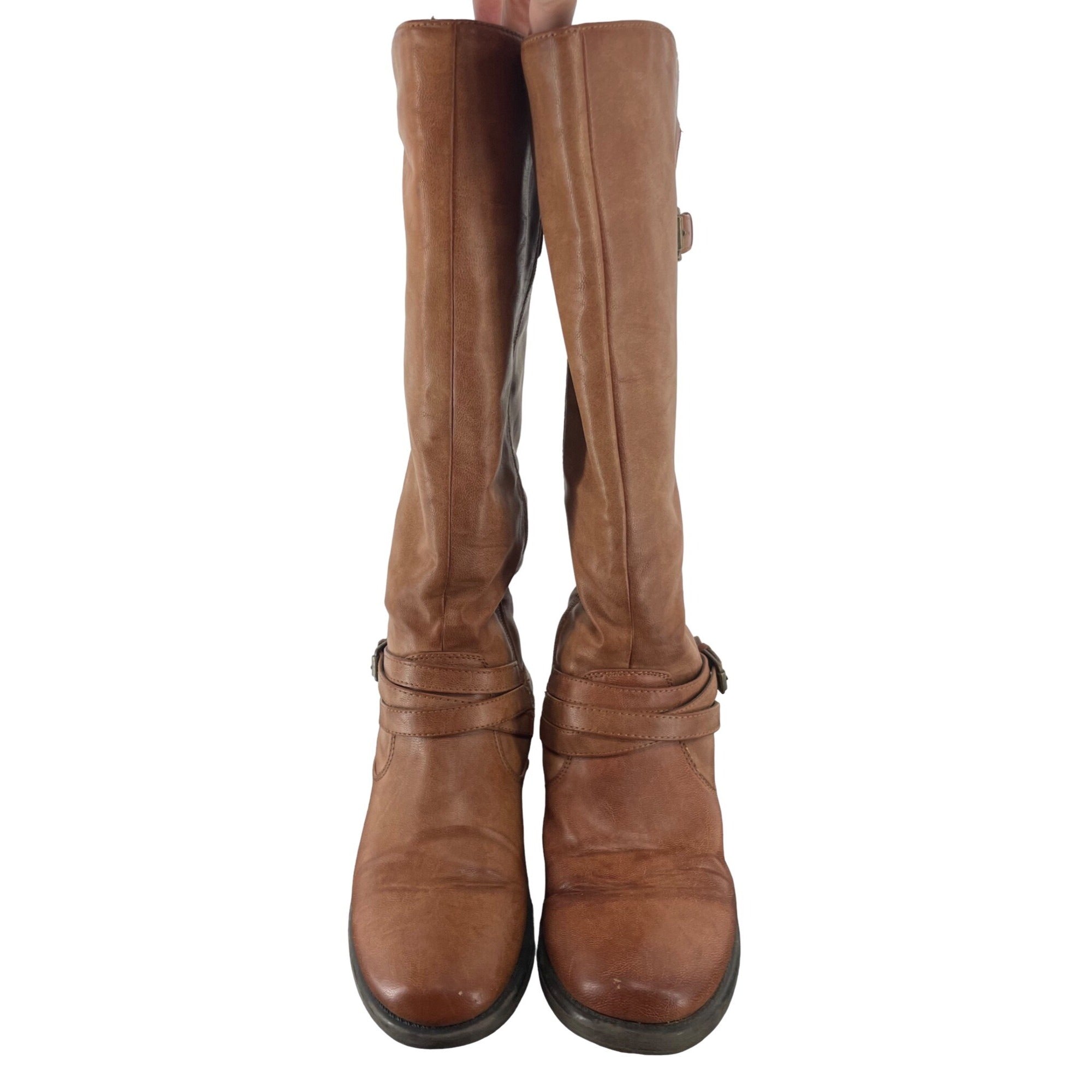 Baretraps Women's Size 8 Faux Leather Susanna Brown Knee-High Boots