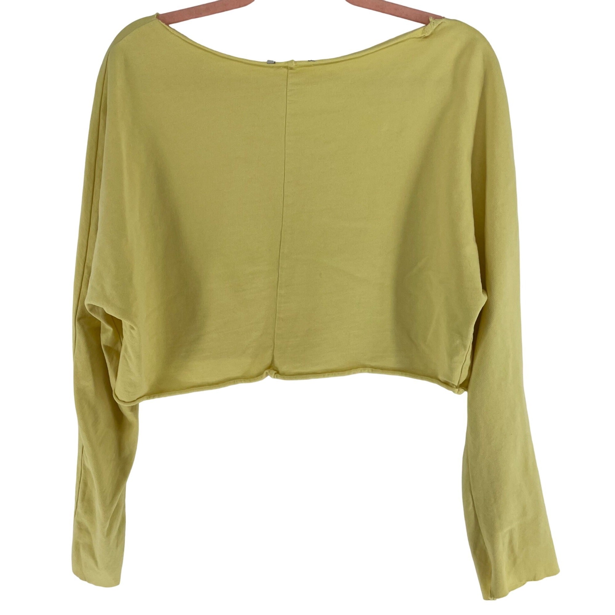 Women's Size Medium Long-Sleeved Cropped Slouchy Yellow Sweatshirt