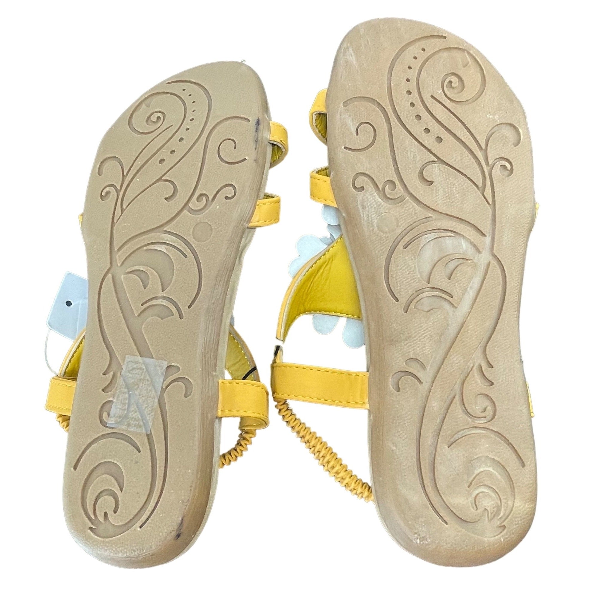 NWT Niki Women's Size 7 Mustard Yellow Leather Floral Sandals