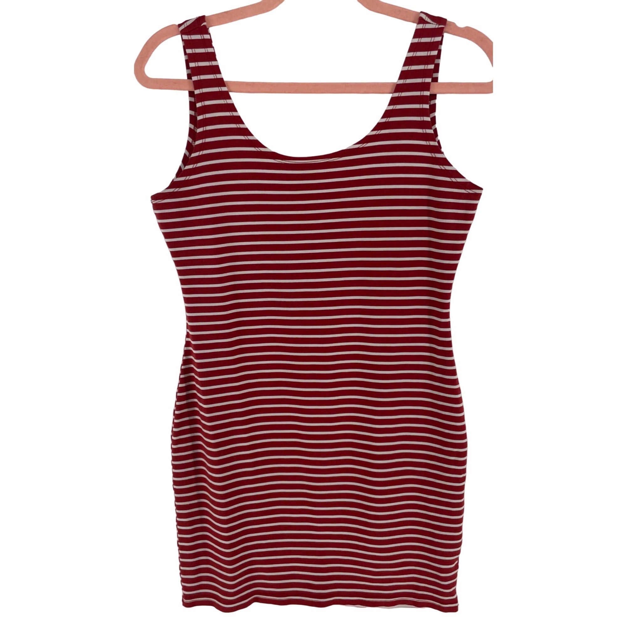 Active USA Women's Size Medium Burnt Orange & White Striped Tank Top Mini Dress