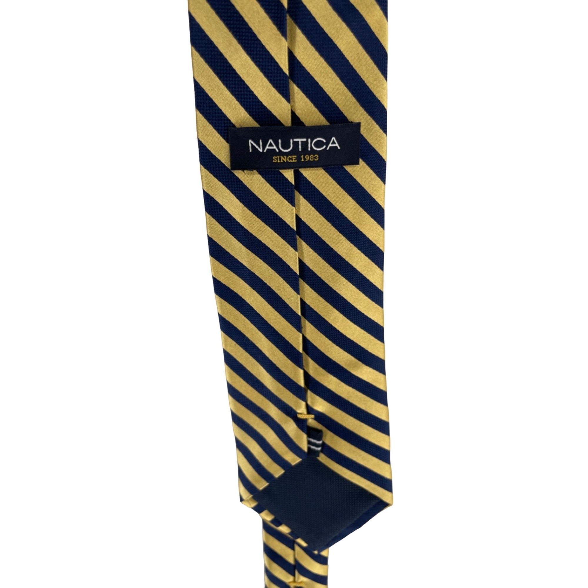 Nautica Men's Gold & Navy Striped 100% Silk Dress Tie