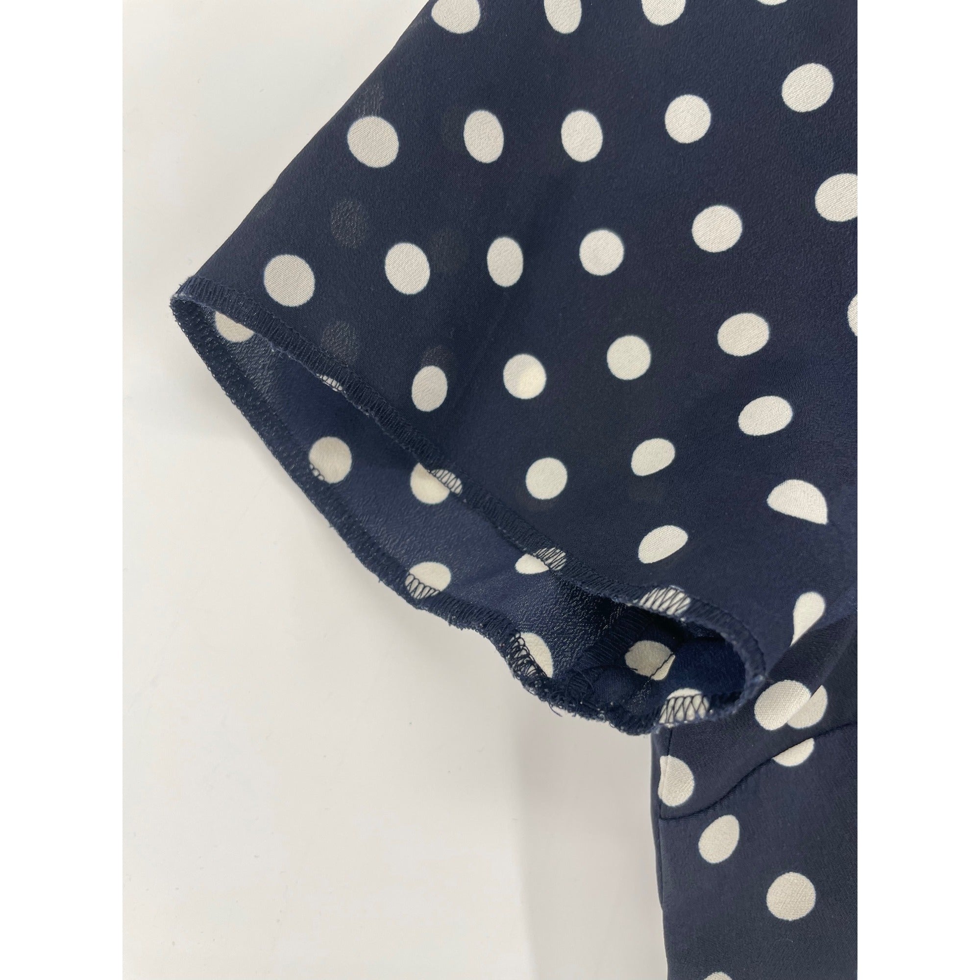 J. Crew Women's Size XS Navy Blue & White Polka Dot Short-Sleeved Top