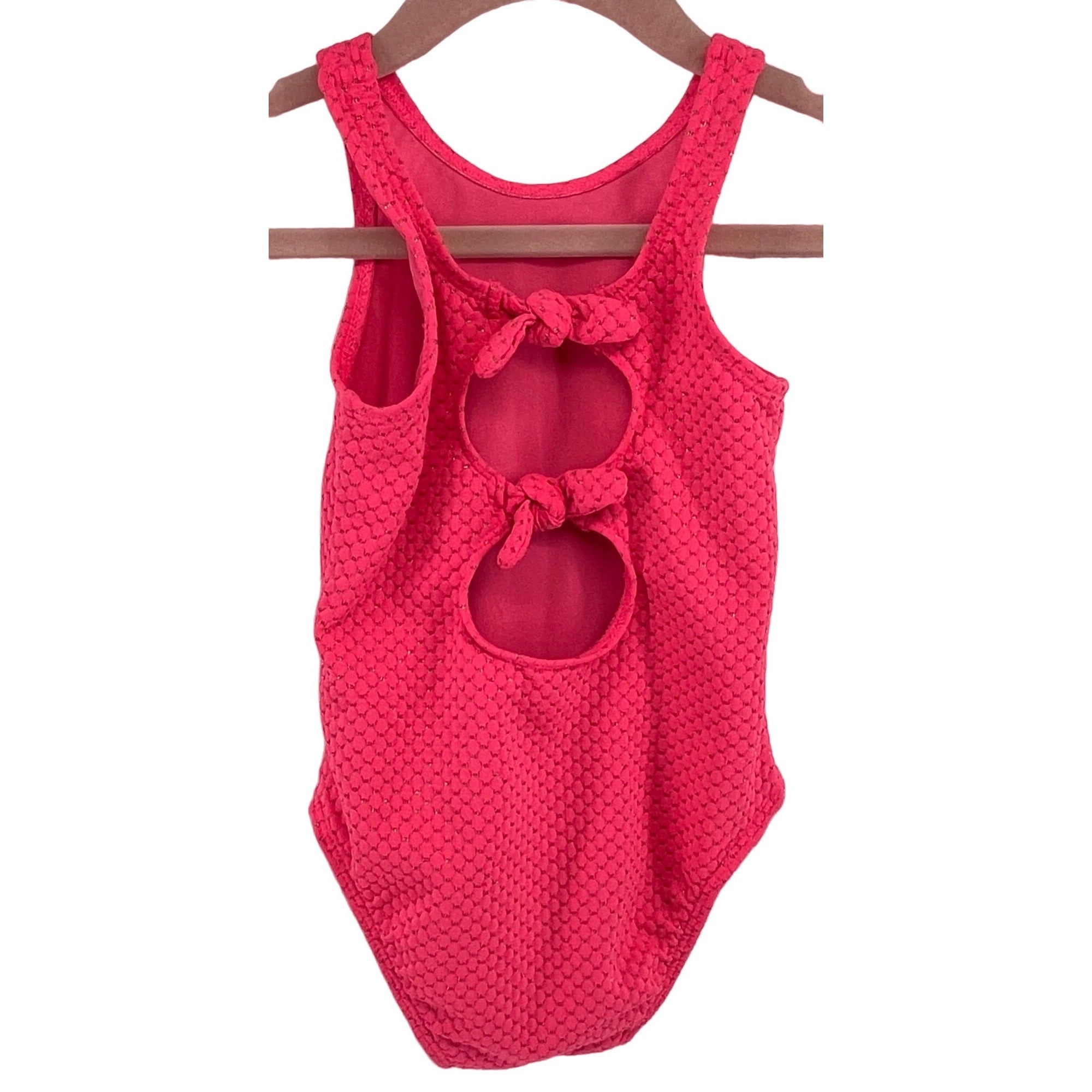 Cat & Jack Girl's Size 3T Hot Pink & Gold Swimsuit W/ Bows