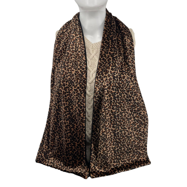 Women's Reversible Leopard Print & Black Velour Scarf