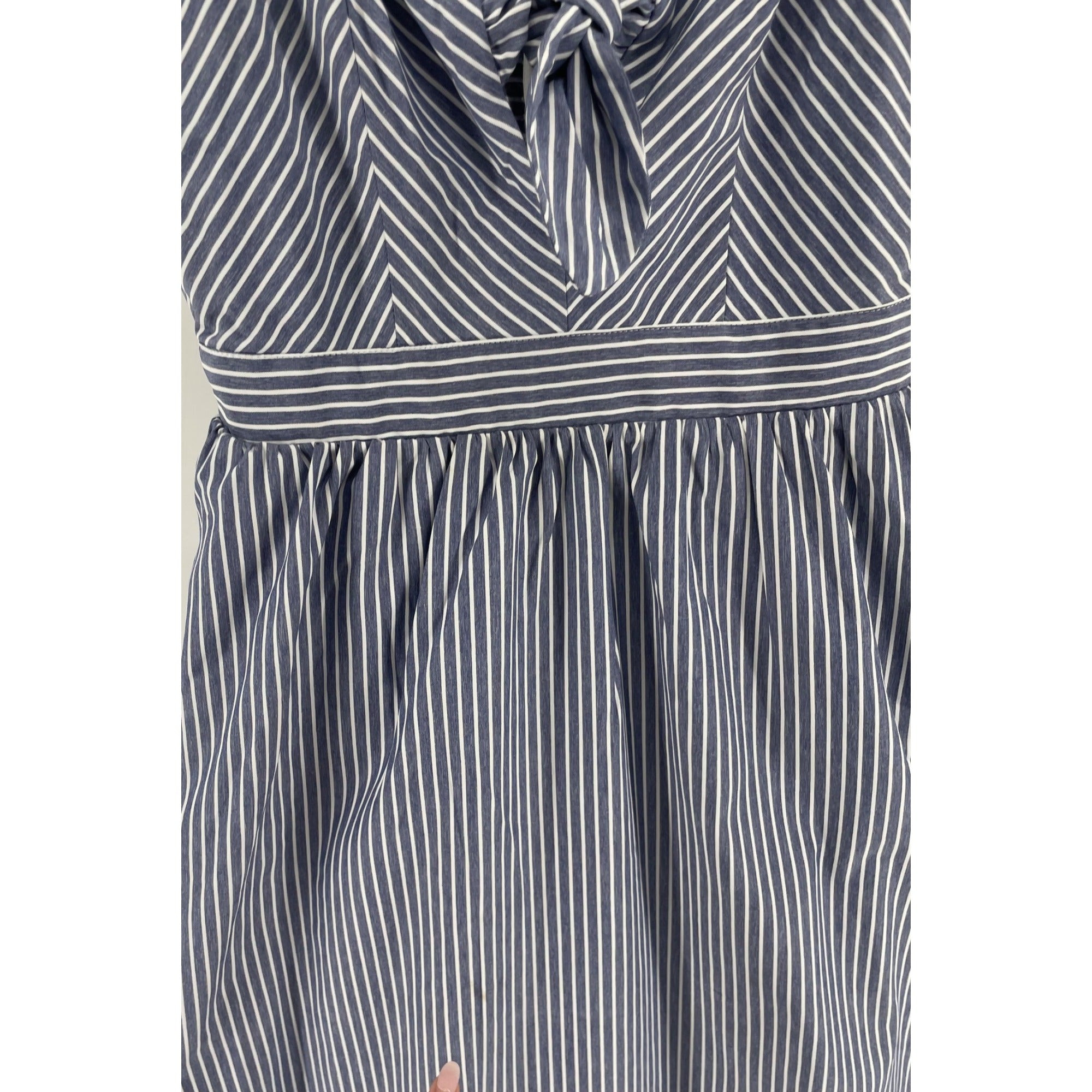 Lulus Women's Size Small Blue & White Striped Spaghetti Strap Dress W/ Knot