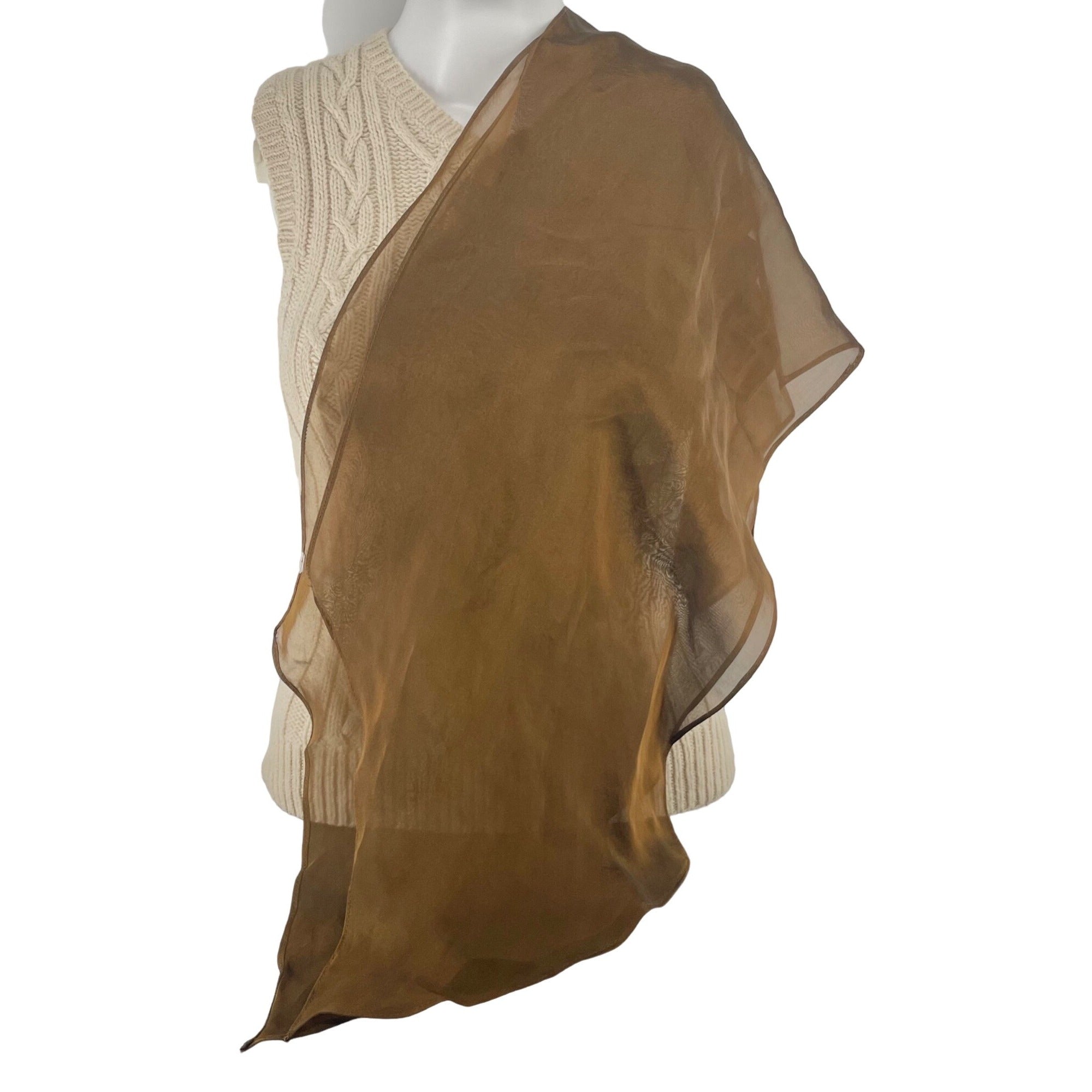 Women's Flowy Sheer Burnt Orange/Rustic Brown Tapenade Silk Scarf