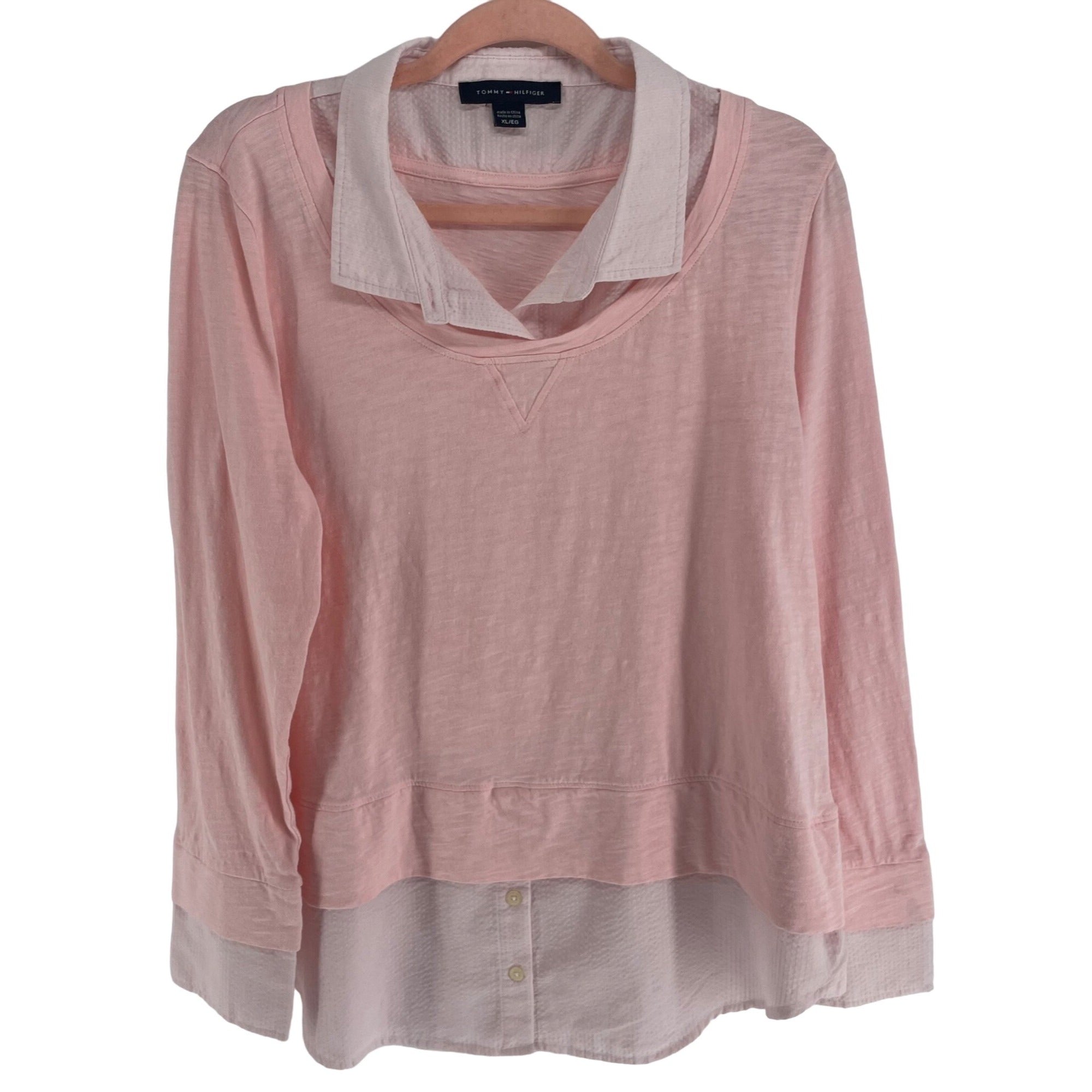 Banana Republic Women's Size XL Pink Collared Long-Sleeved Top