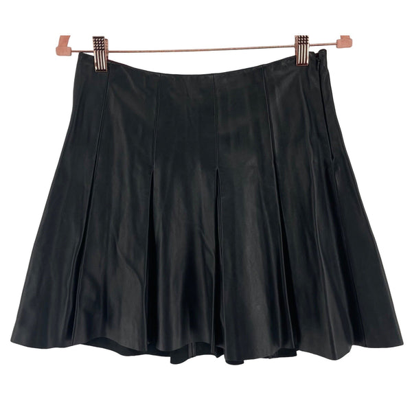 Yoana Baraschi Women's Size Medium Black Pleated A-Line Leather & Suede Skirt