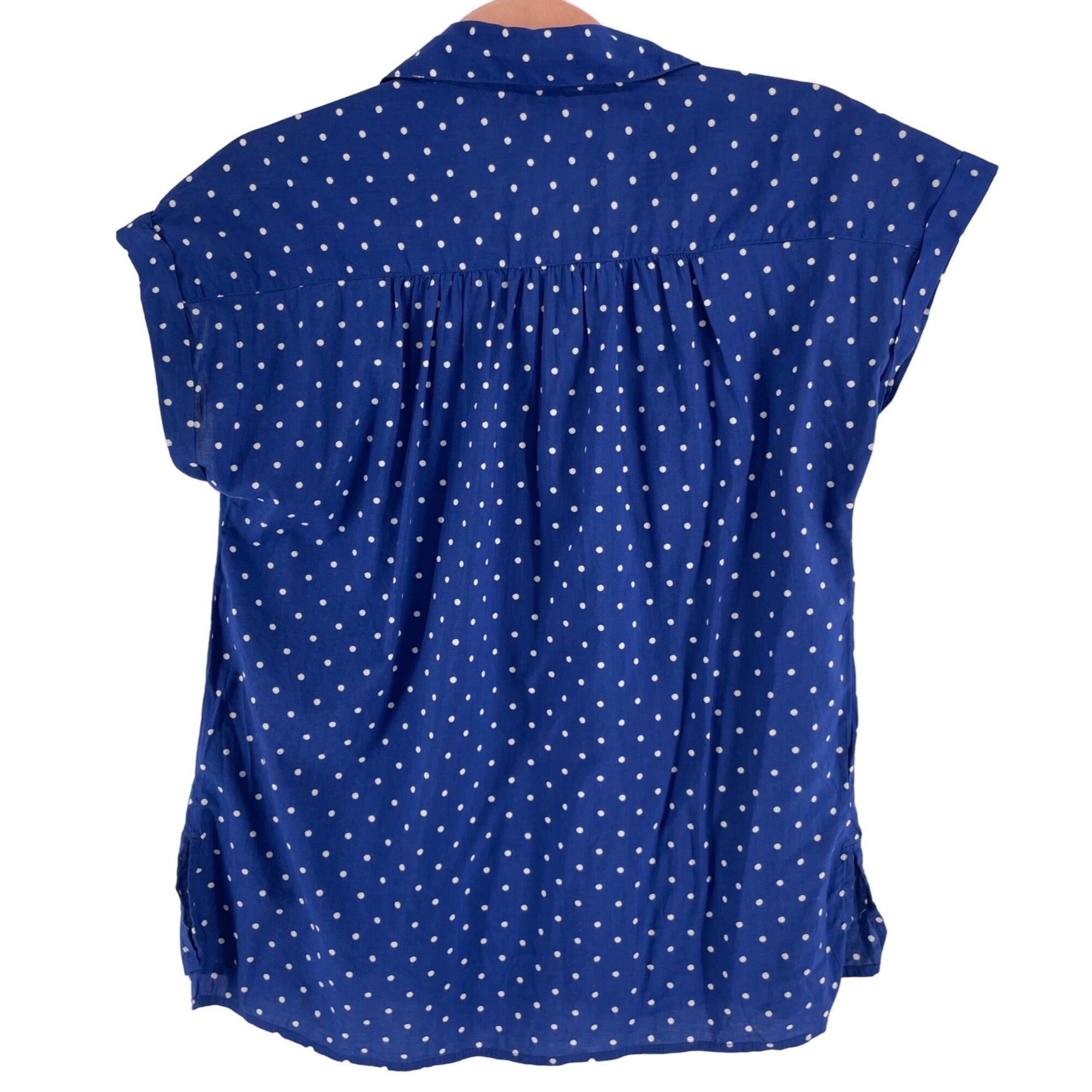 Old Navy Women's Size Small Cobalt Blue/White Polka Dot Button-Down PJ Shirt