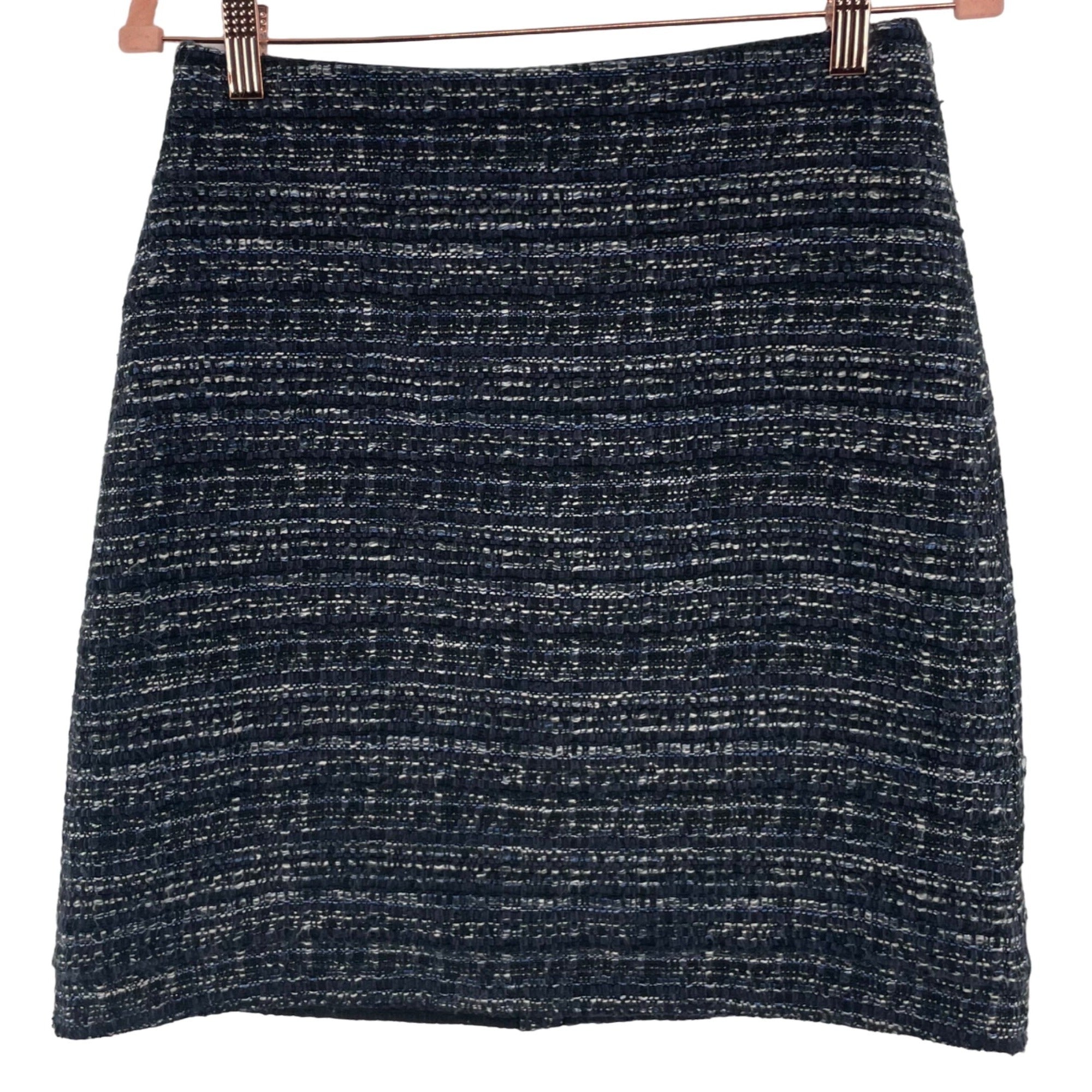 Ann Taylor Petite Women's Size 4P Navy/Black/White Tweed A-Line Skirt