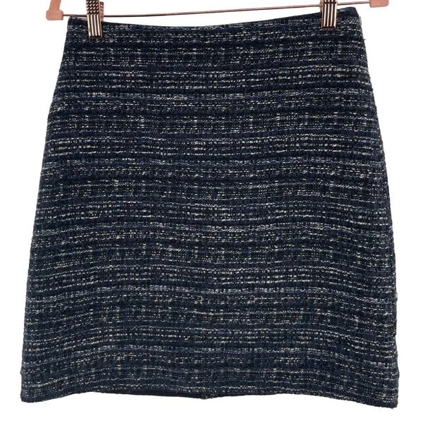 Ann Taylor Petite Women's Size 4P Navy/Black/White Tweed A-Line Skirt