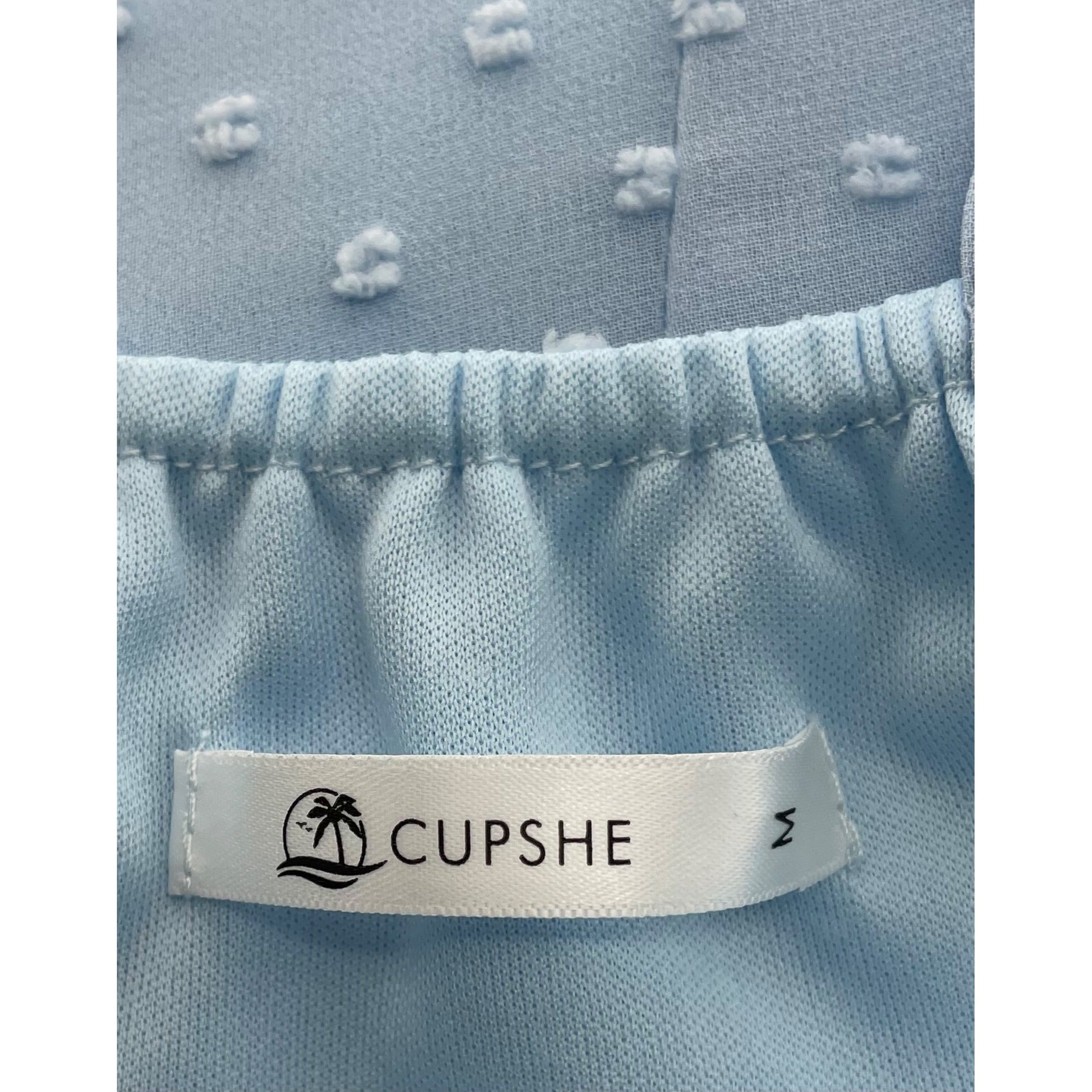 NWOT Cupshe Women's Size Medium Baby Blue Spaghetti Strap Dotted Midi Dress