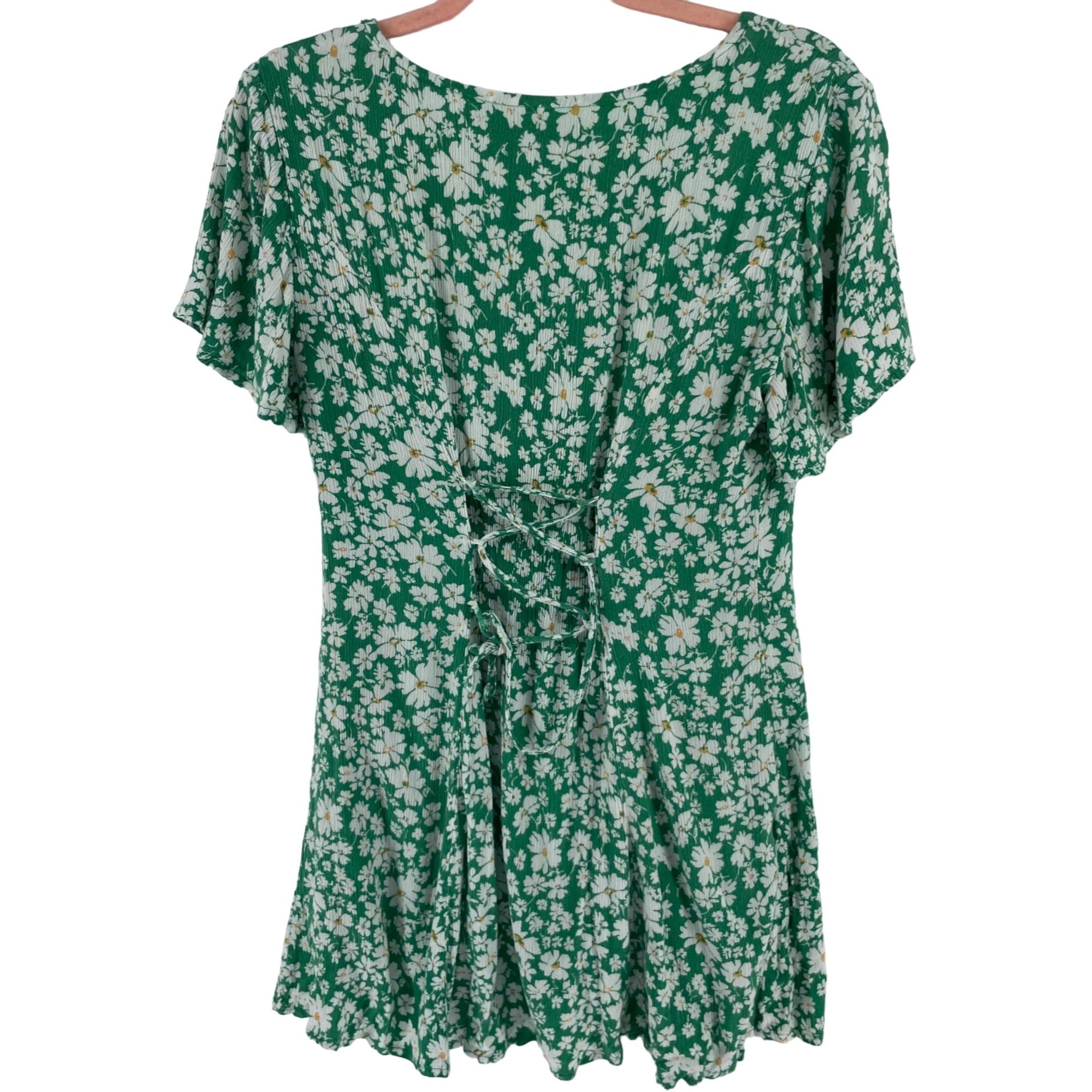 Lulus Women's Size Small Green, White & Yellow Floral Button-Down Dress