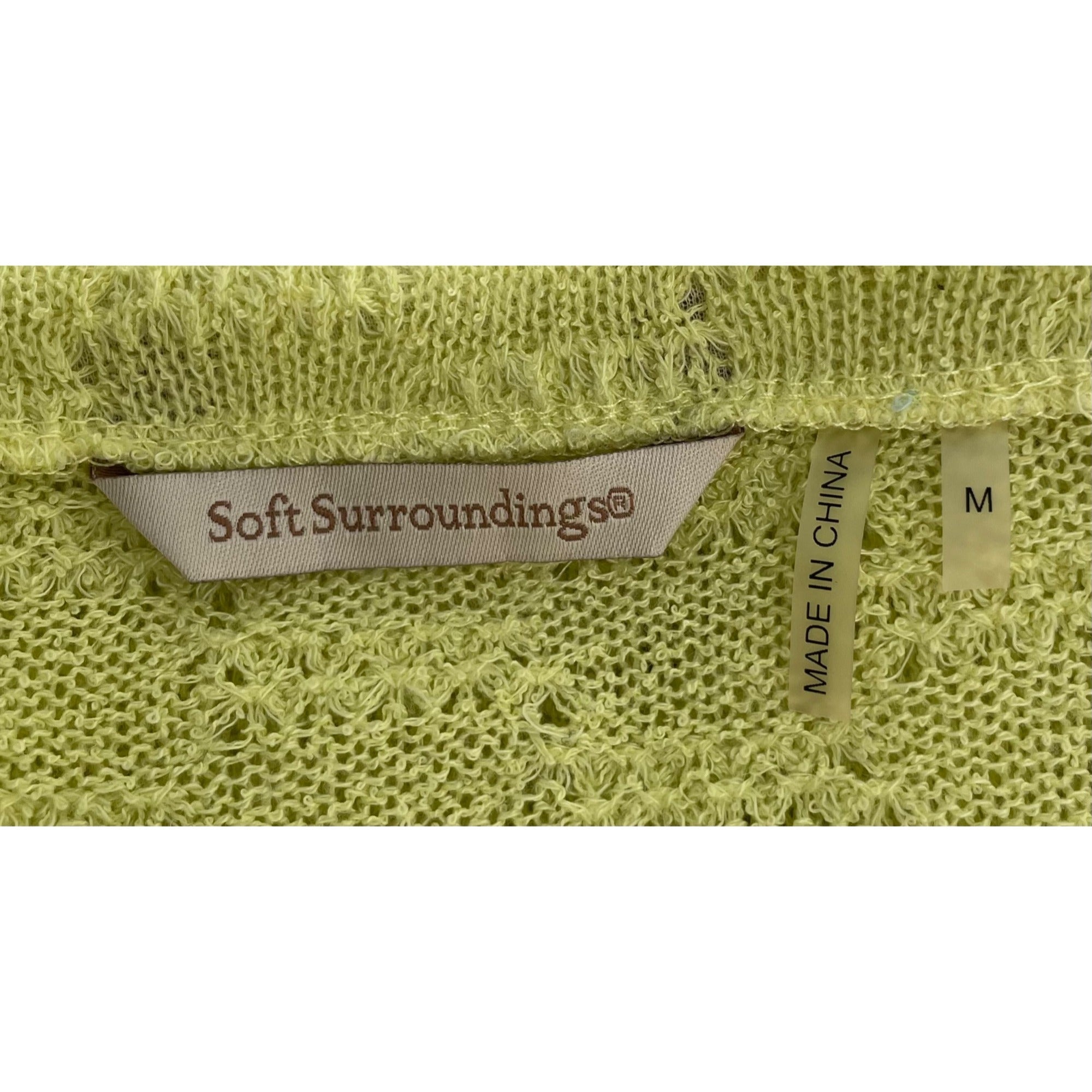 Soft Surroundings Women's Size Medium Chartreuse Yellow Knit Sweater Dress