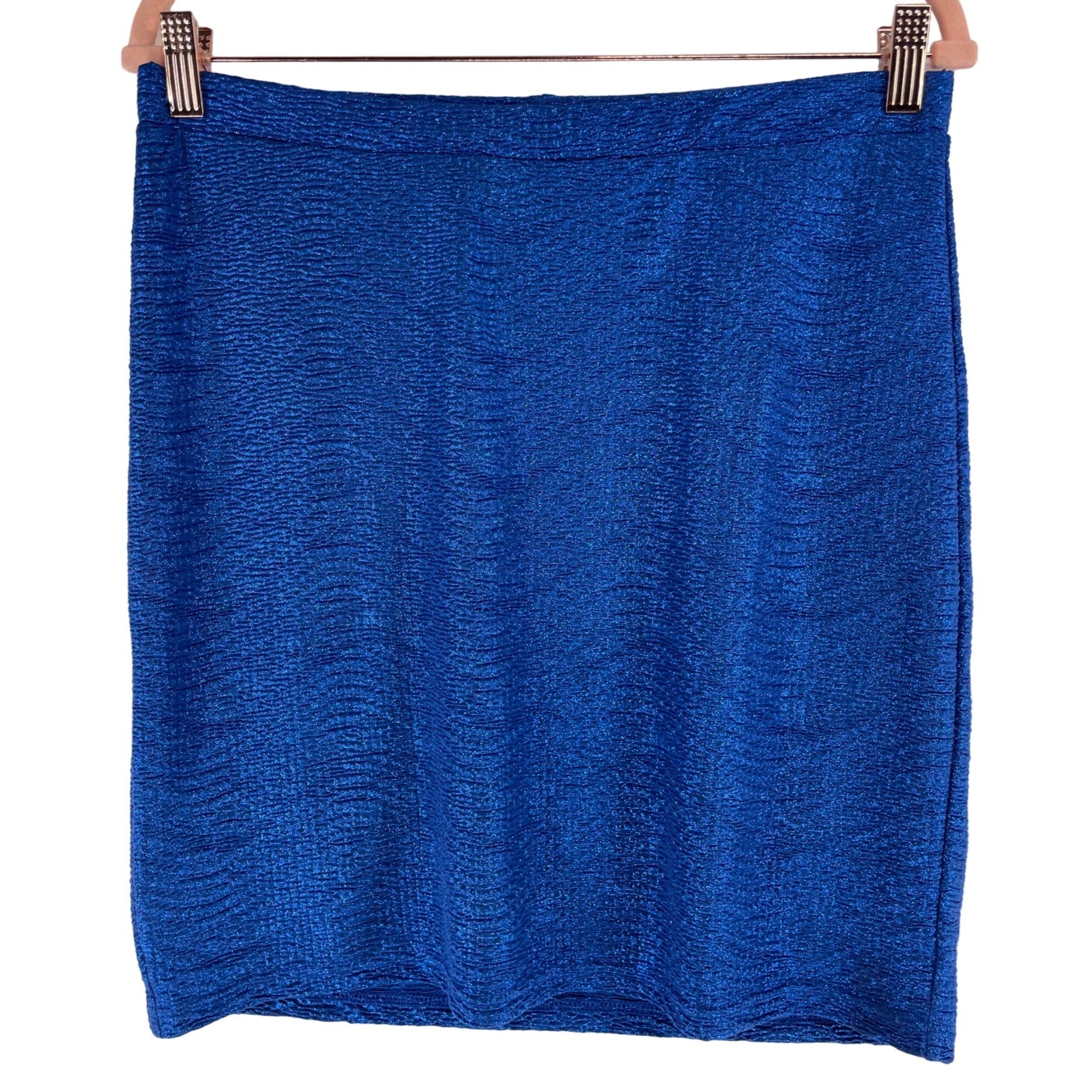 H&M Women's Size Medium Cobalt Blue Stretchy Shimmery Mini Skirt