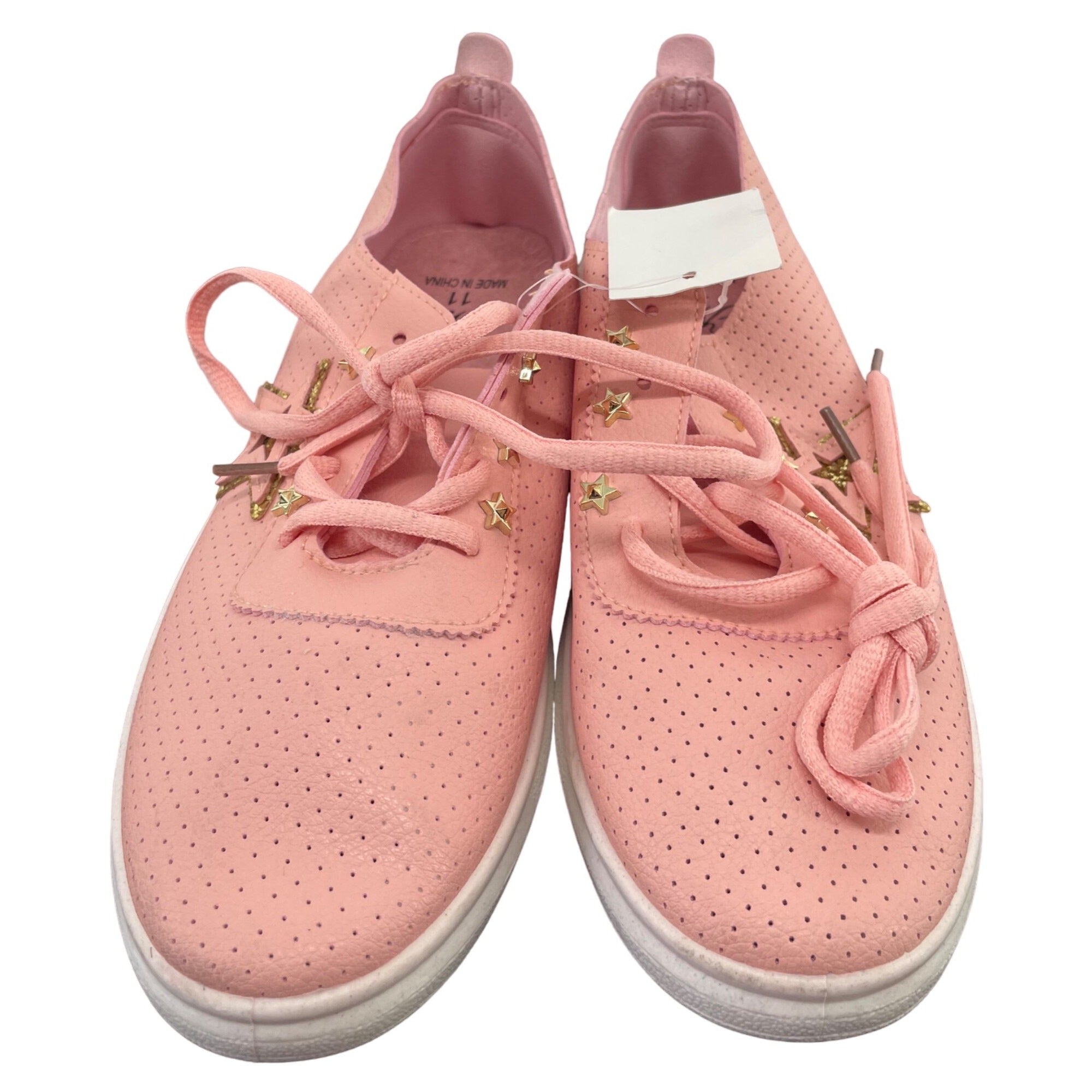 NWOT Women's Size 11 Niki Light Pink/White Sneakers W/ Gold Stars