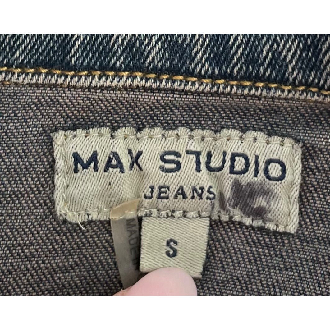 Max Studio Jeans Women's Size Small Dark Denim Blue Jean Jacket