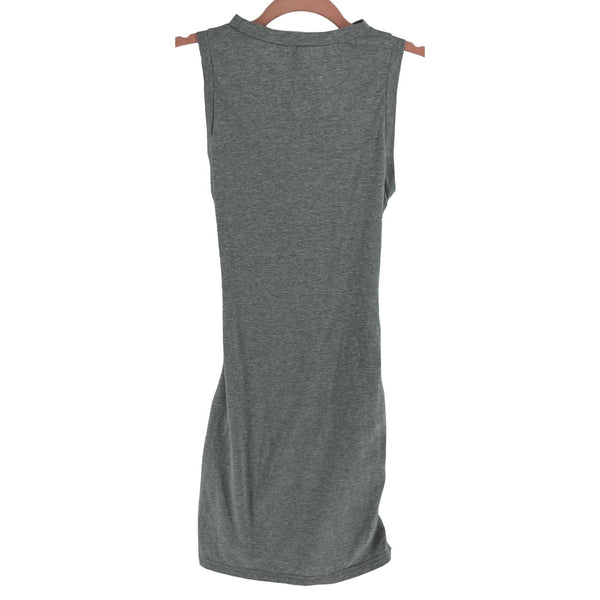 Shein Women's Size Small Sleeveless Grey Midi Dress W/ Peephole Back W/ Ruching