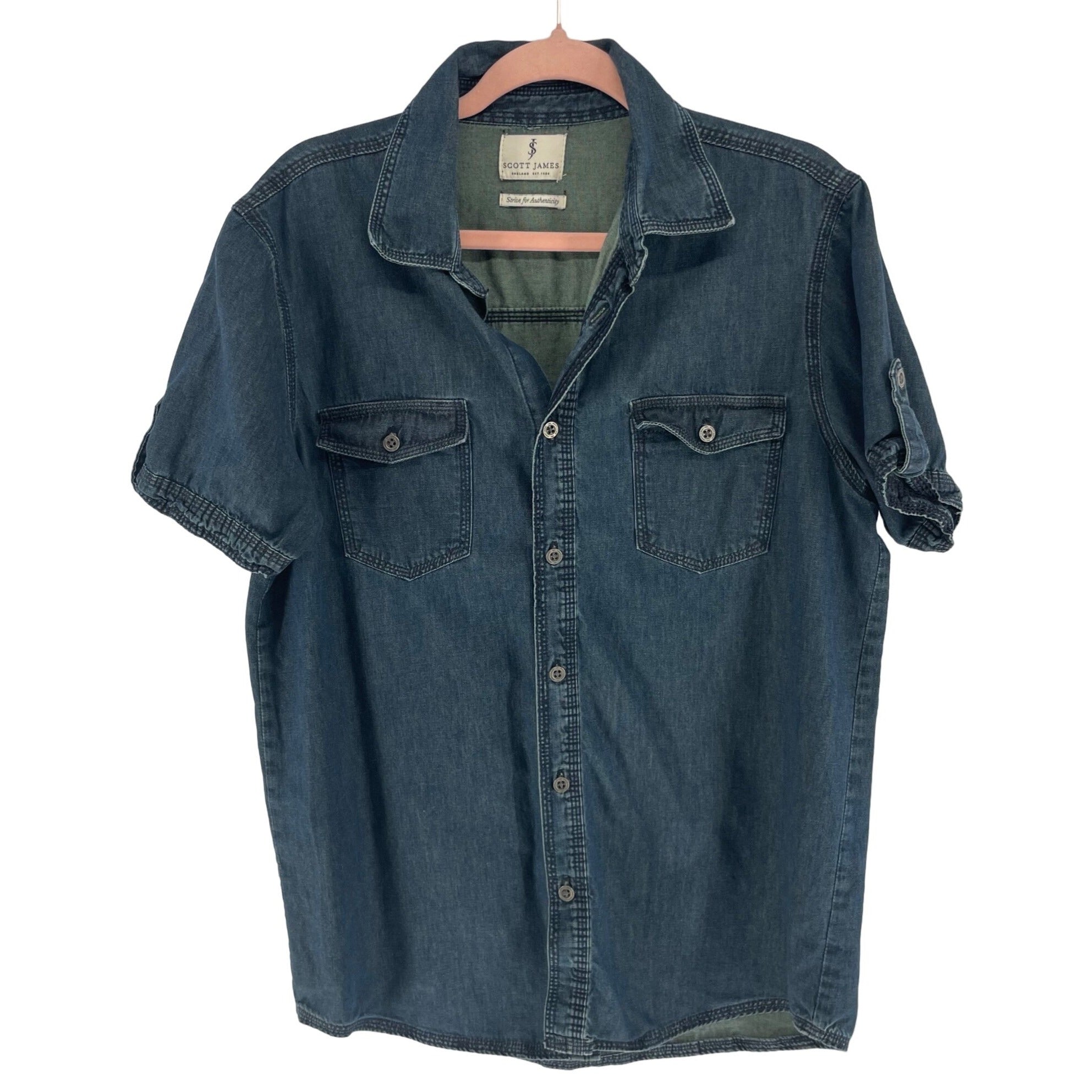 Scott James Men's Size Small/Medium Button-Down Denim Shirt