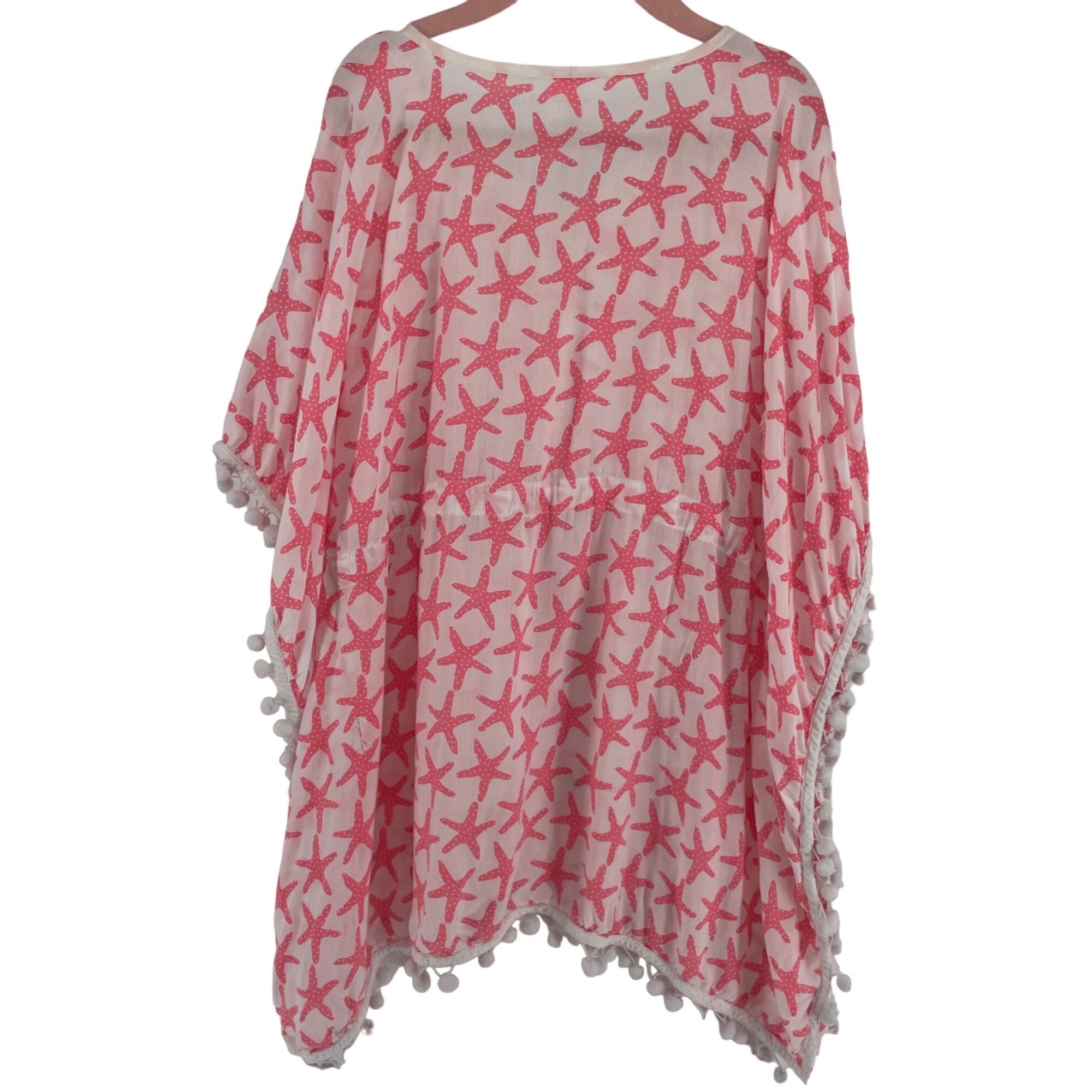 Snapperrock Girl's Size 5-6 Pink & White Starfish Print Beach Cover-Up