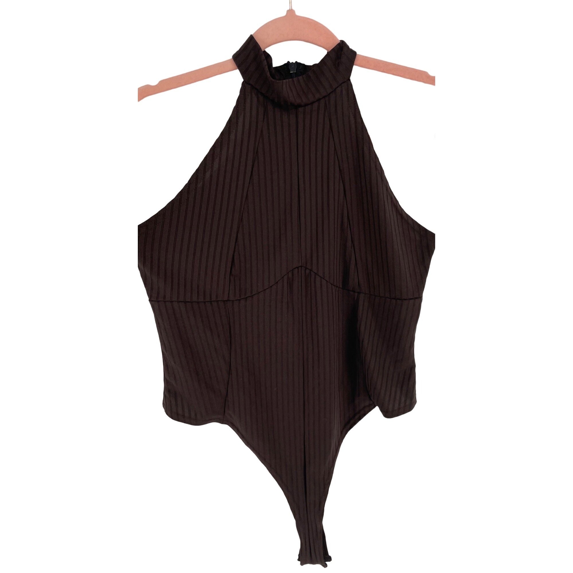 NWOT Boohoo Women's Size 10 Dark Brown Thong Leotard/Bodysuit