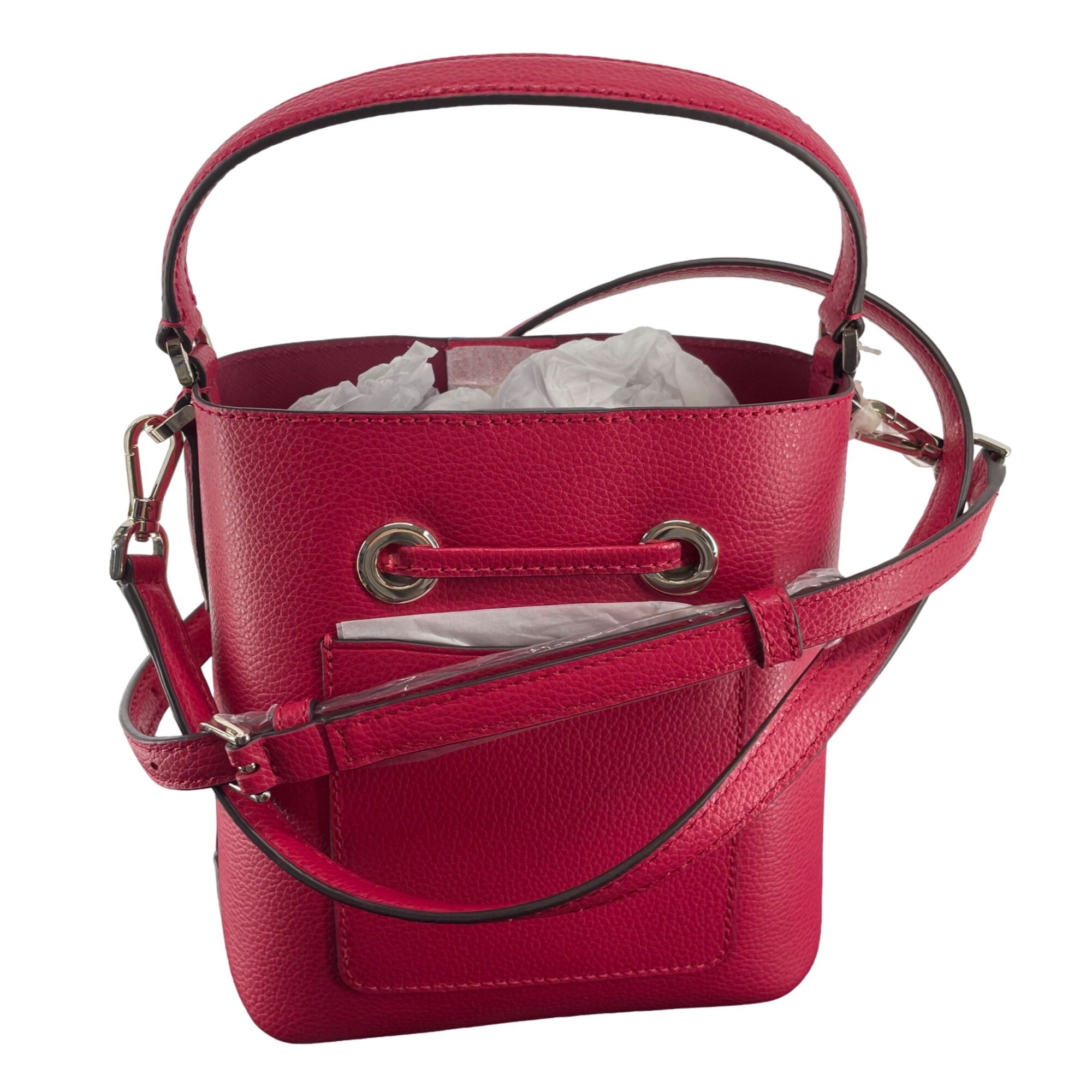 NWT Kate Spade Women's Red Leather Small Bucket Eva Handbag Purse Bag