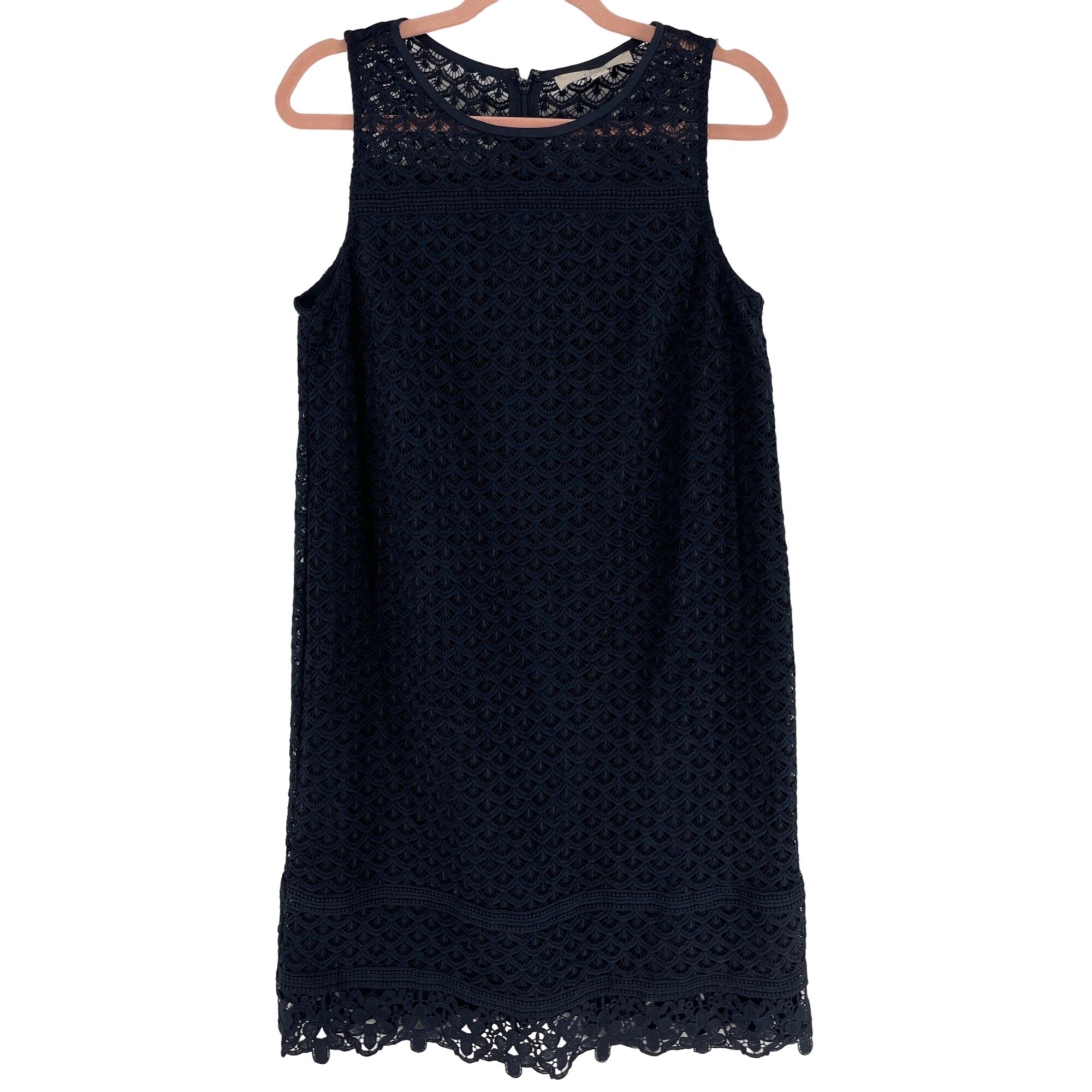 LOFT Ann Taylor Women's Size 8M Navy Blue Sleeveless Lace Shift Dress