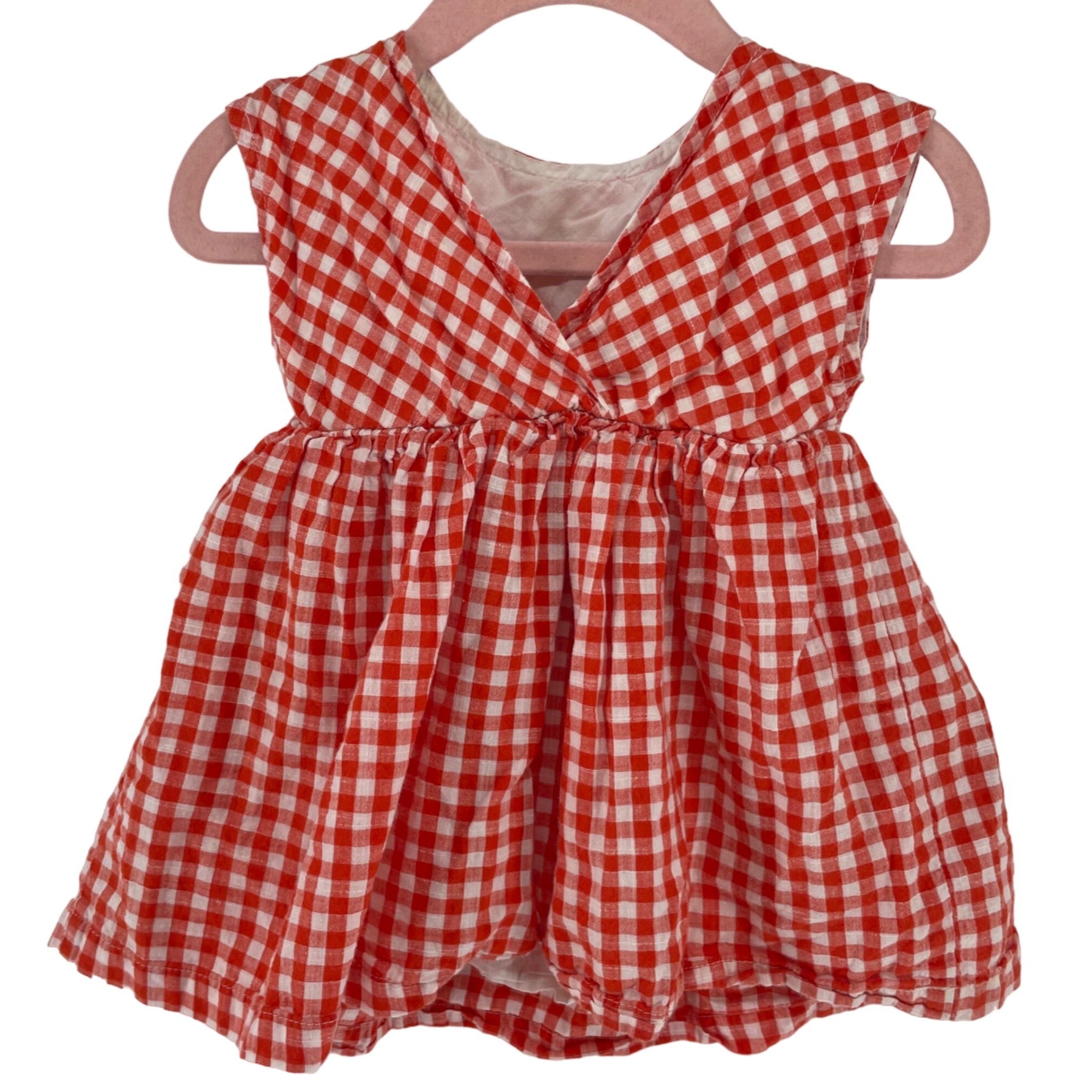 Old Navy Baby Girl's Size 3-6 Months Red & White Gingham Checked Dress