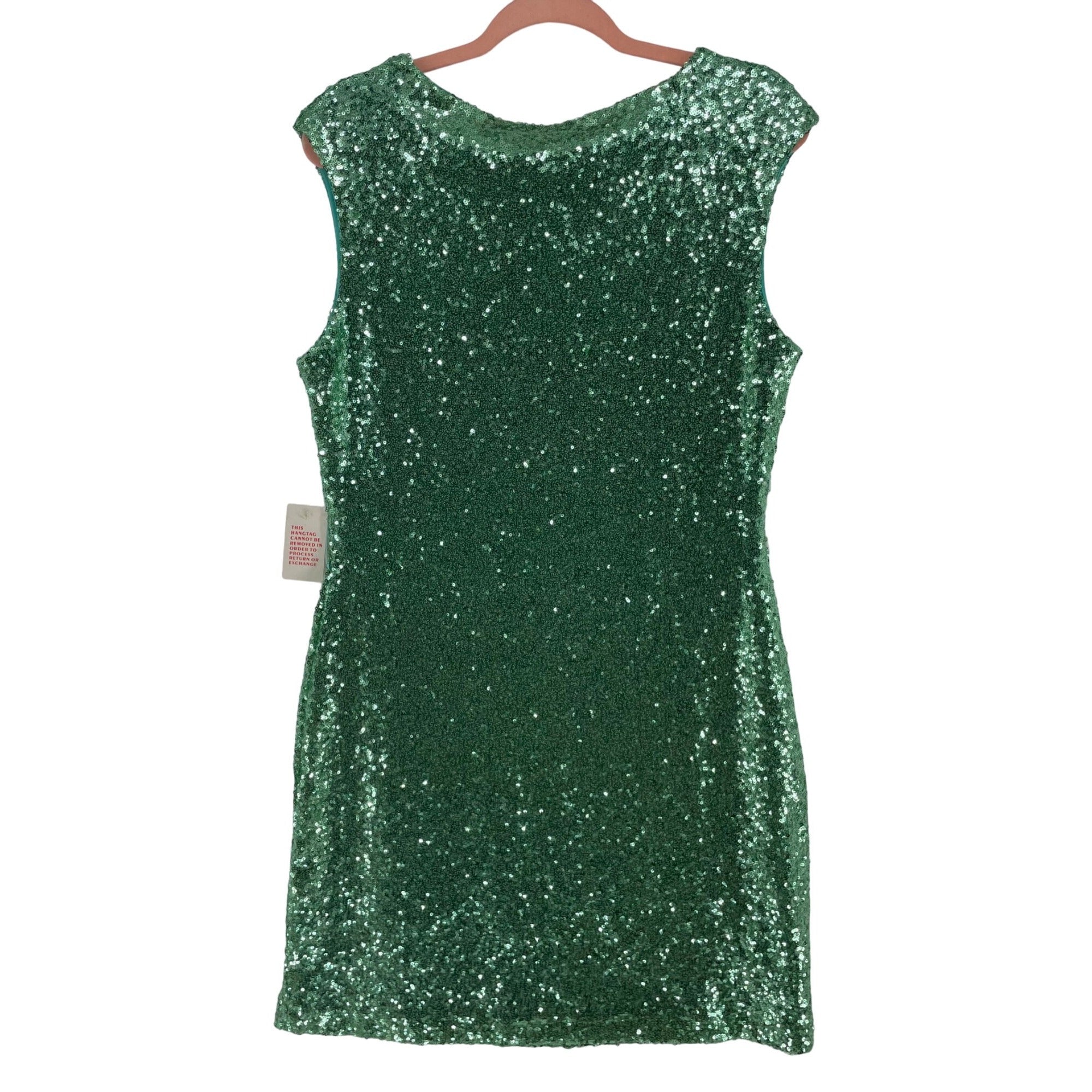 NWT Venus Women's Size Large Aqua Green Sleeveless Sequin Dress