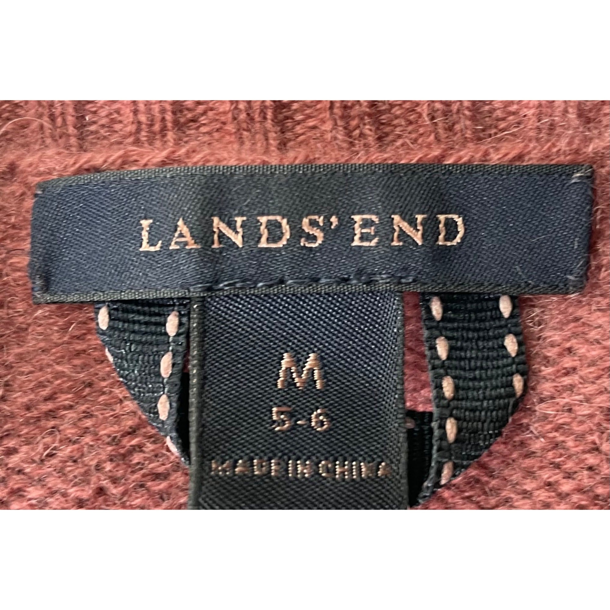 Land's End Girl's Size Medium (5-6) Burgundy Cashmere Crew Neck Sweater