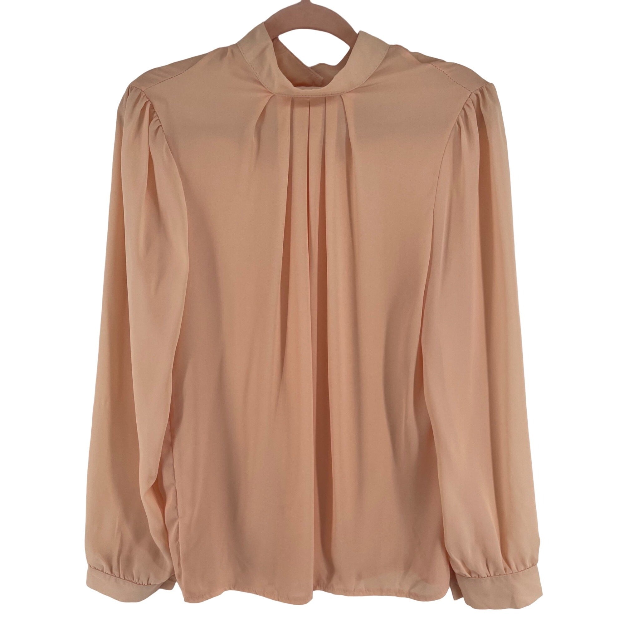 Women's Size Large Peach Long-Sleeved Sheer Blouse