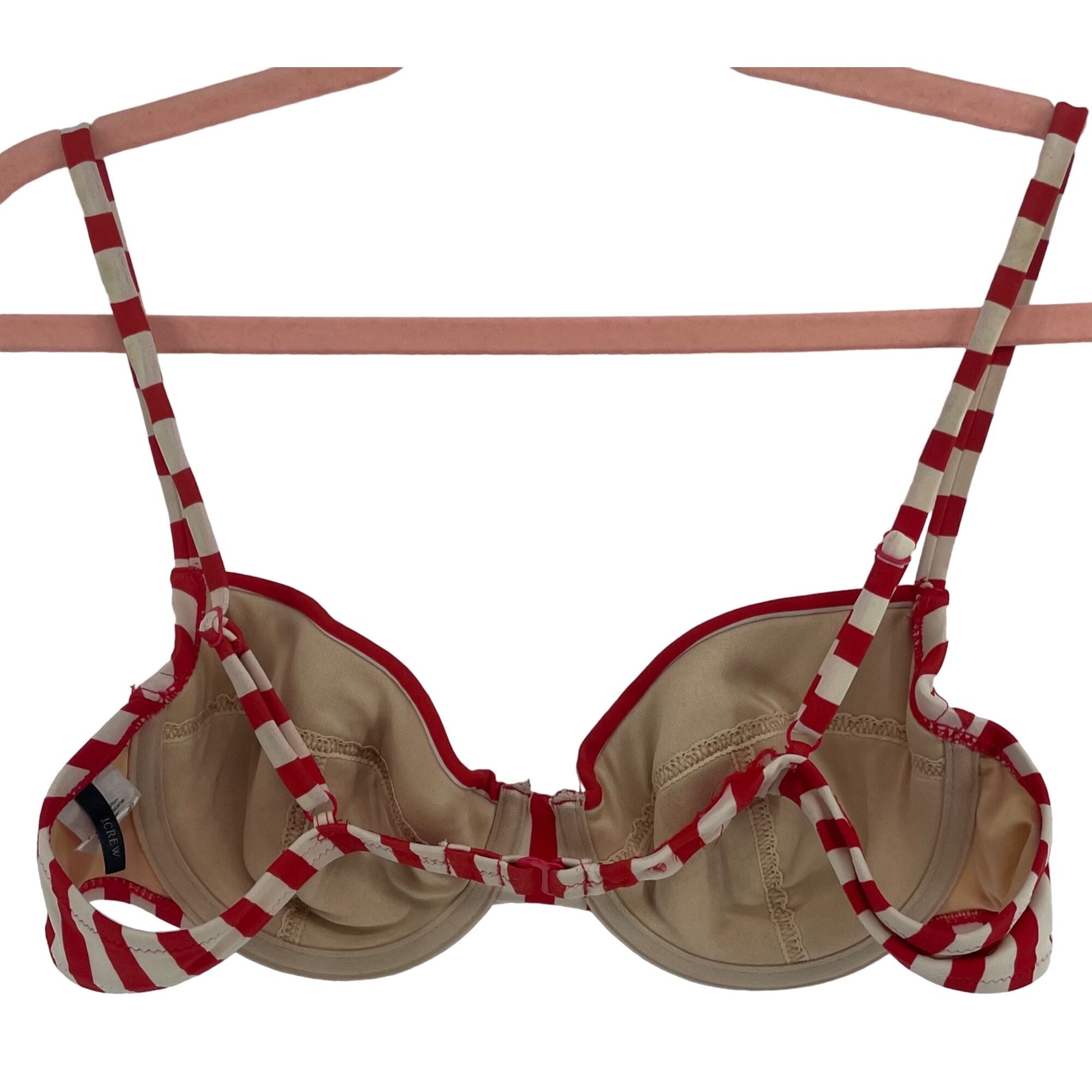 J. Crew Women's Size 36C Red & Tan Striped Bikini Top